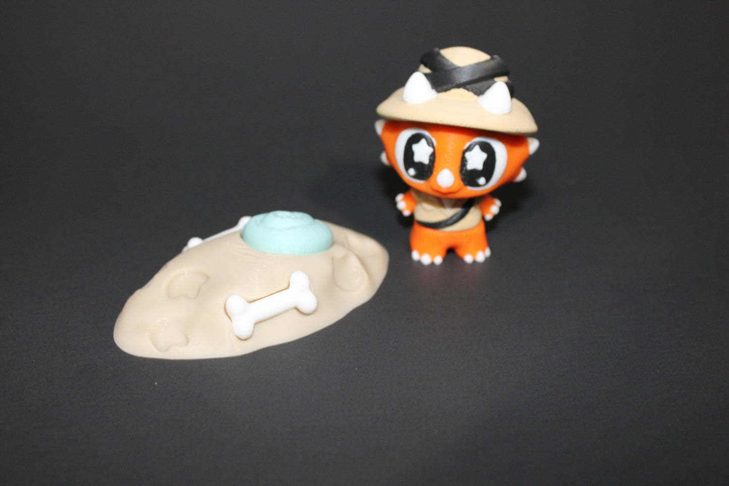 3D Printed Flexi Triceratops Archeologist with fossil