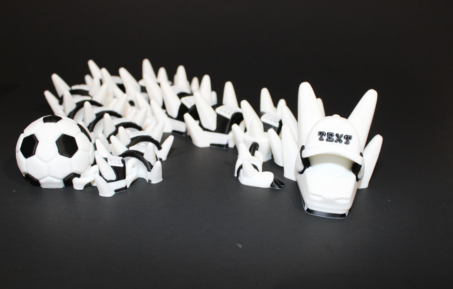 Soccer Dragon 3D Printed Articulated Figurine 17" with Name Options