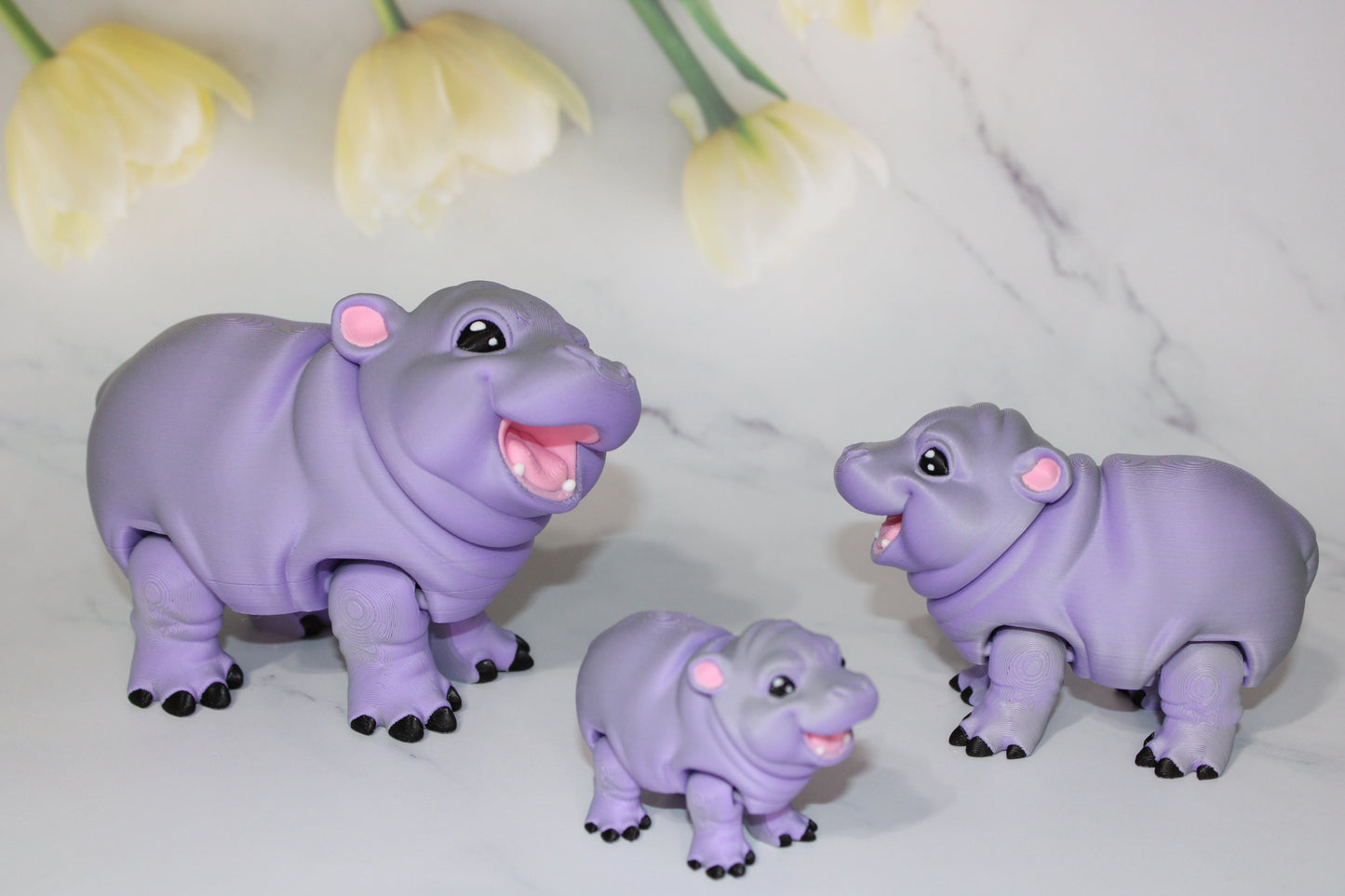 Baby Hippo 3D Printed Articulated Flexi Fidget Figurine
