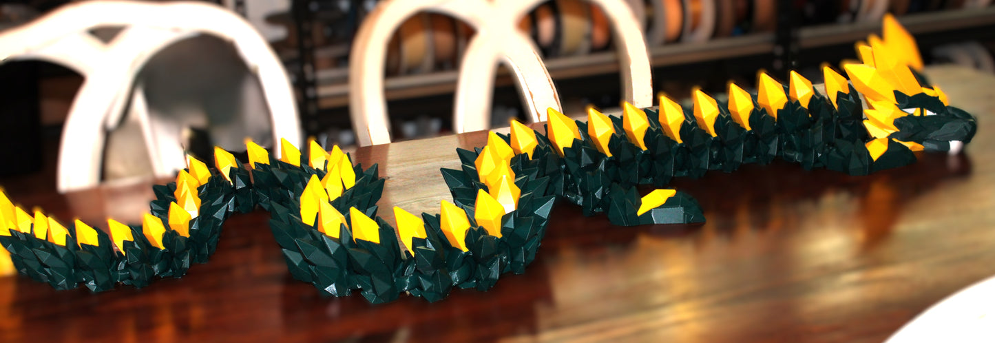Crystal Dragon 6.7ft or 5 ft long Dragon 3D Printed Articulated Figurine - Wonderland 3D Printing