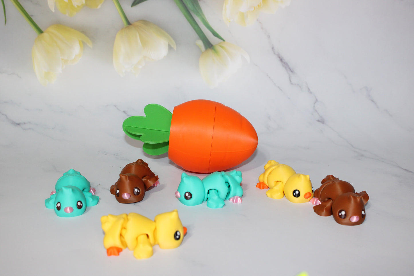 Egg Carrot with Ducky Flexi Articulated 3d Printed Figurine