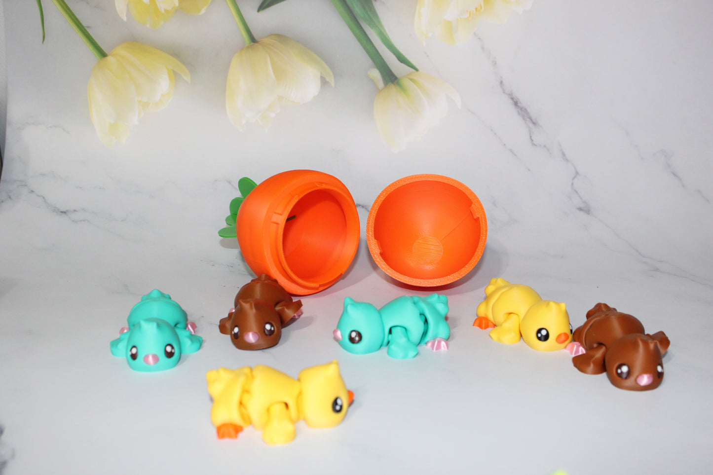 Egg Carrot with Ducky Flexi Articulated 3d Printed Figurine