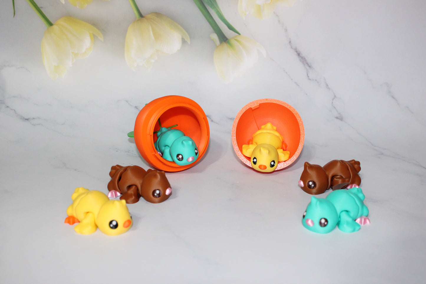 Egg Carrot with Ducky Flexi Articulated 3d Printed Figurine