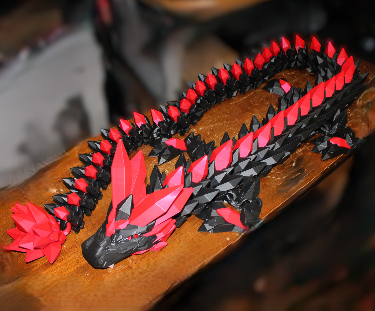 Crystal Dragon 6.7ft or 5 ft long Dragon 3D Printed Articulated Figurine - Wonderland 3D Printing
