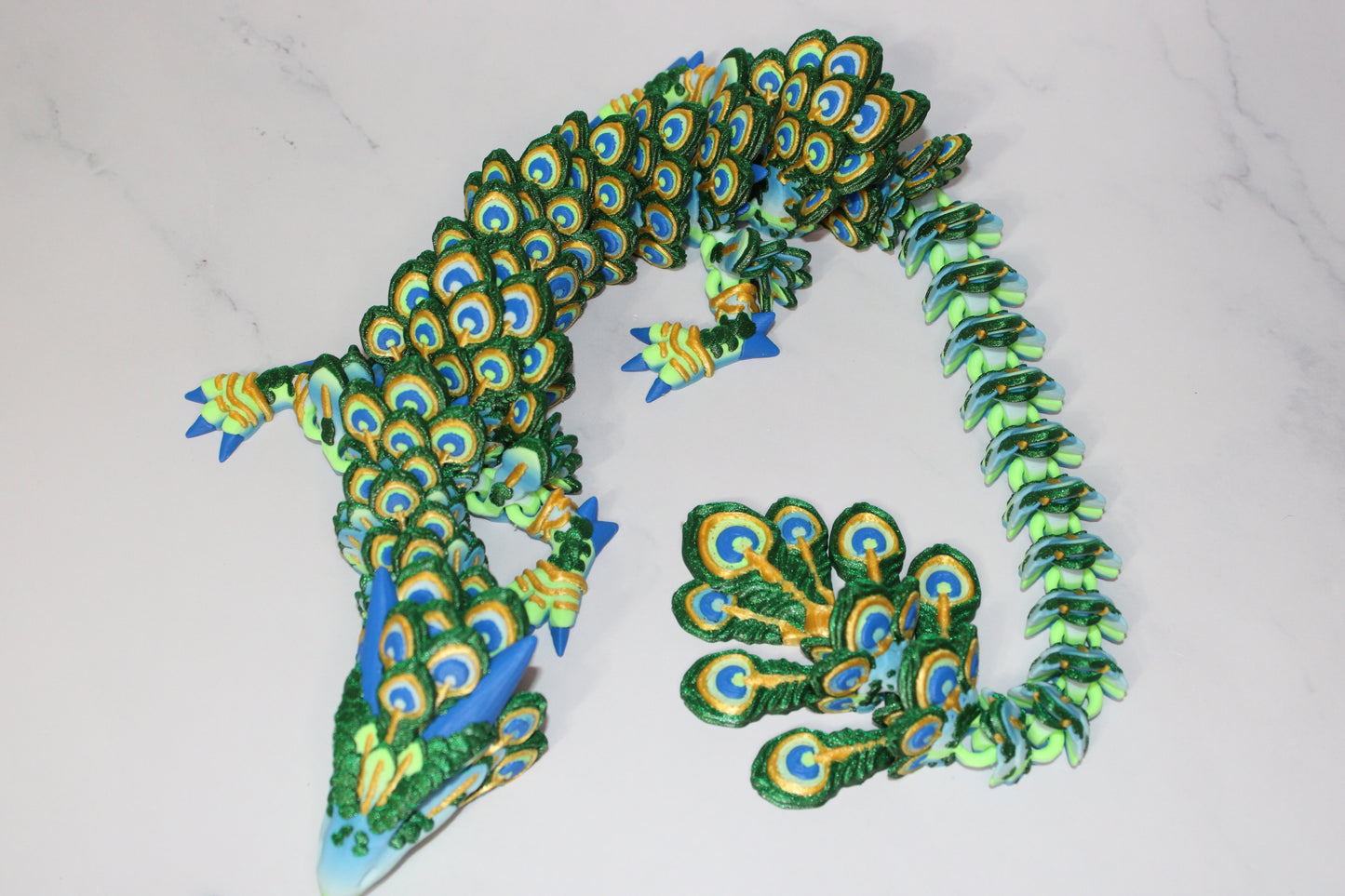 Fancy Peacock Dragon 3D Printed Articulated Figurine