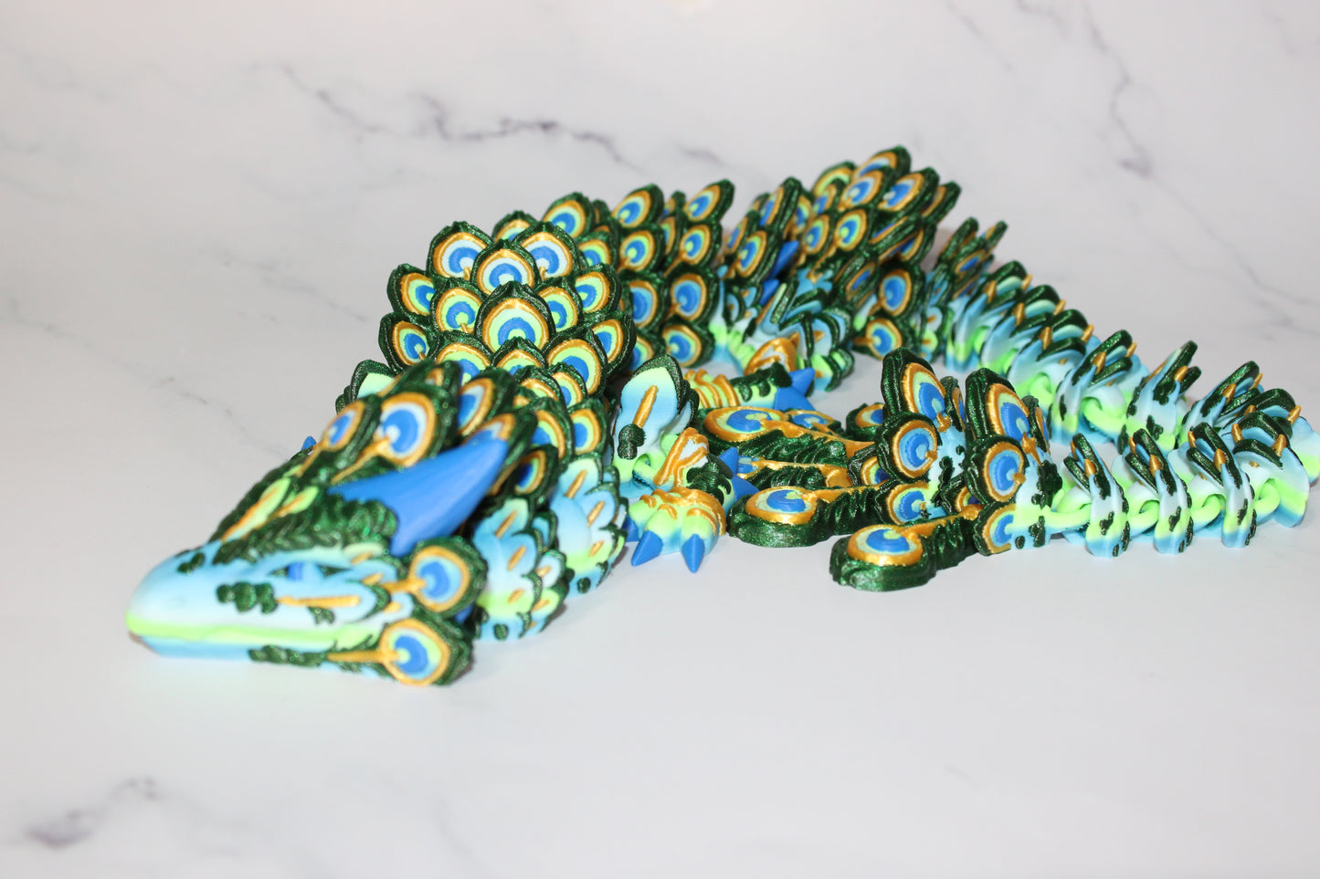 Fancy Peacock Dragon 3D Printed Articulated Figurine