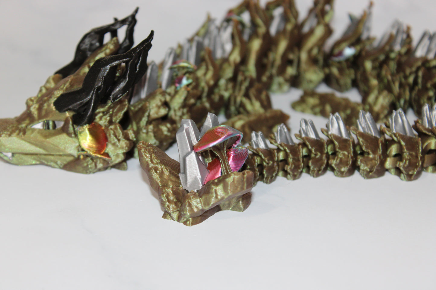 Woodland Dragon 3d Printed Articulated Flexi Fidget