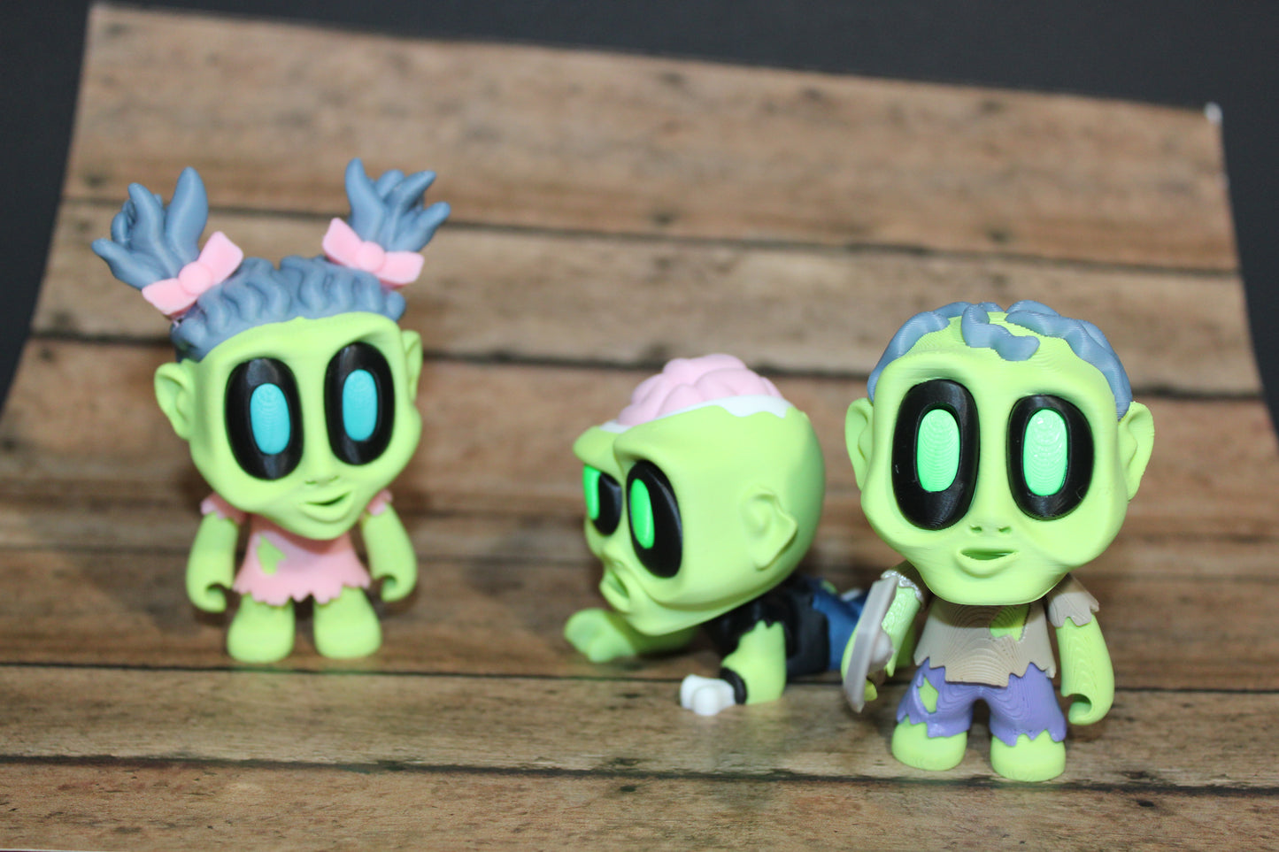 Blob Zombies-3-3.25 inches Tall-3D Printed Articulated Flexi Figurines-Perfect for Halloween