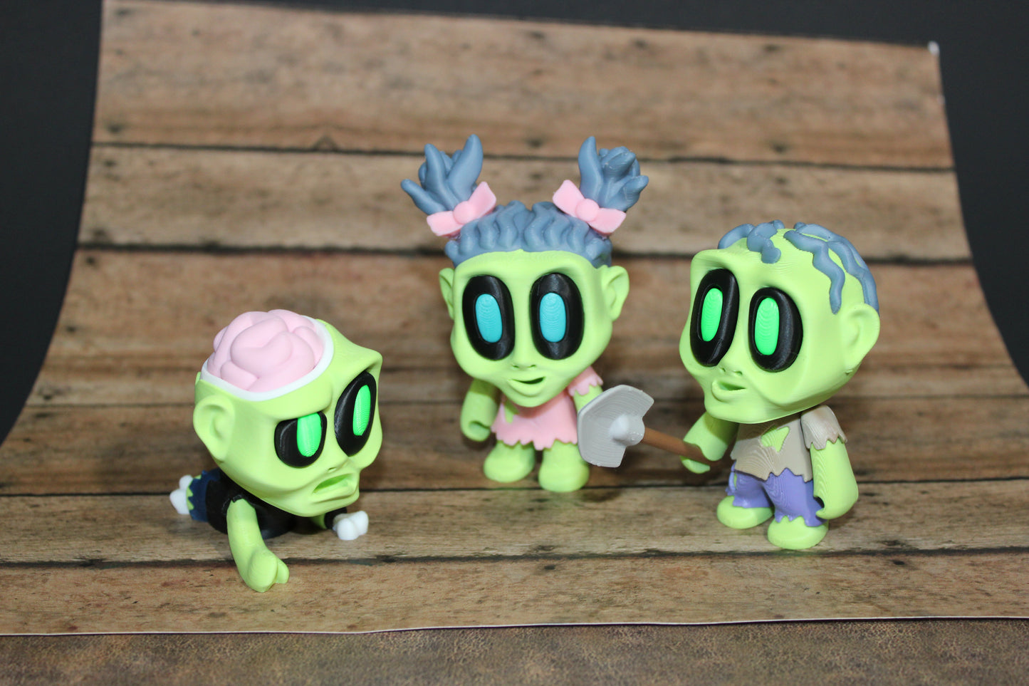 Blob Zombies-3-3.25 inches Tall-3D Printed Articulated Flexi Figurines-Perfect for Halloween
