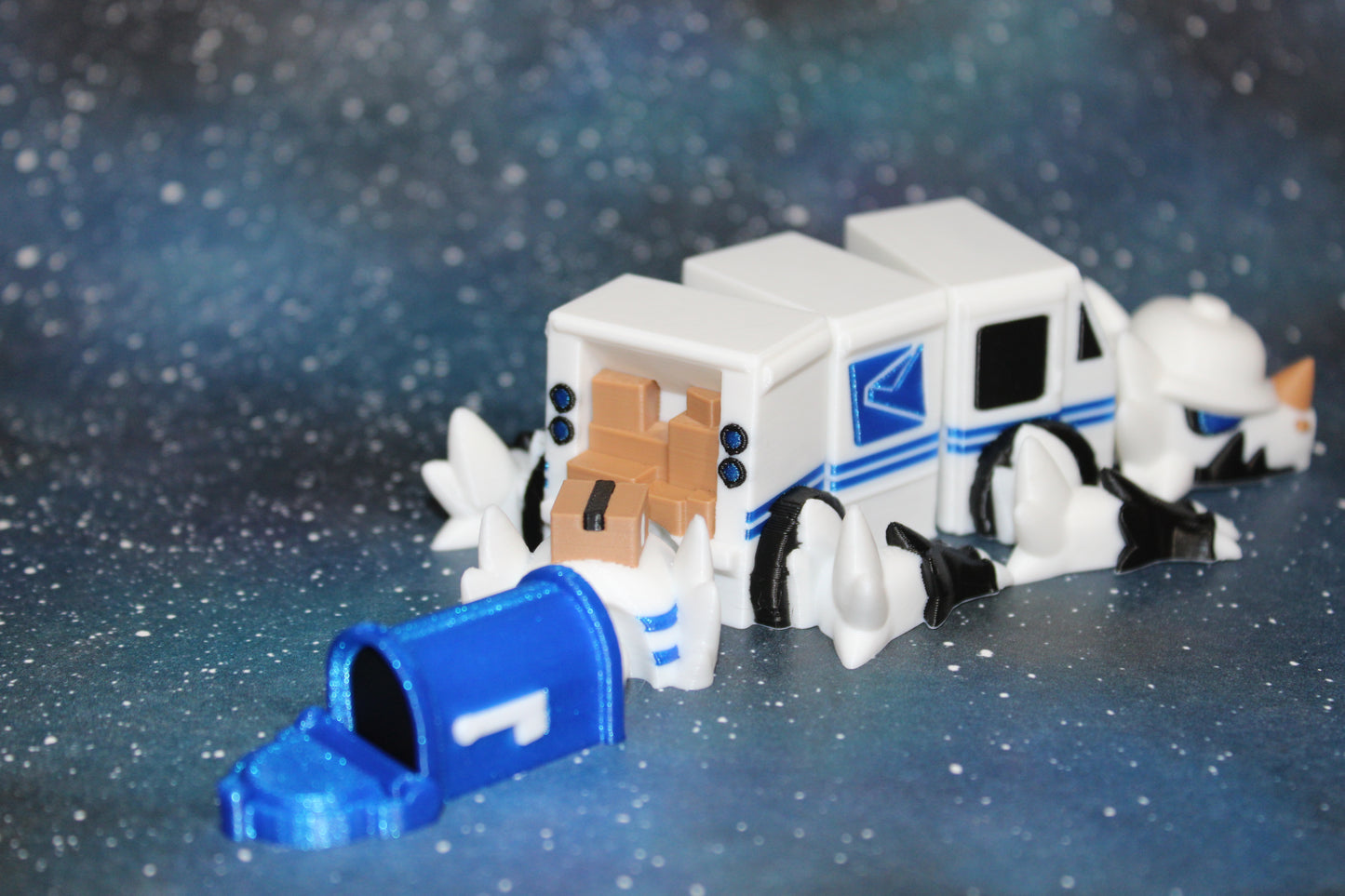 Mail Truck Mini Dragon 3D Printed Articulated Figurine 7.5" Long