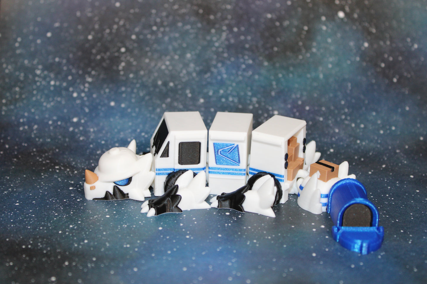 Mail Truck Mini Dragon 3D Printed Articulated Figurine 7.5" Long