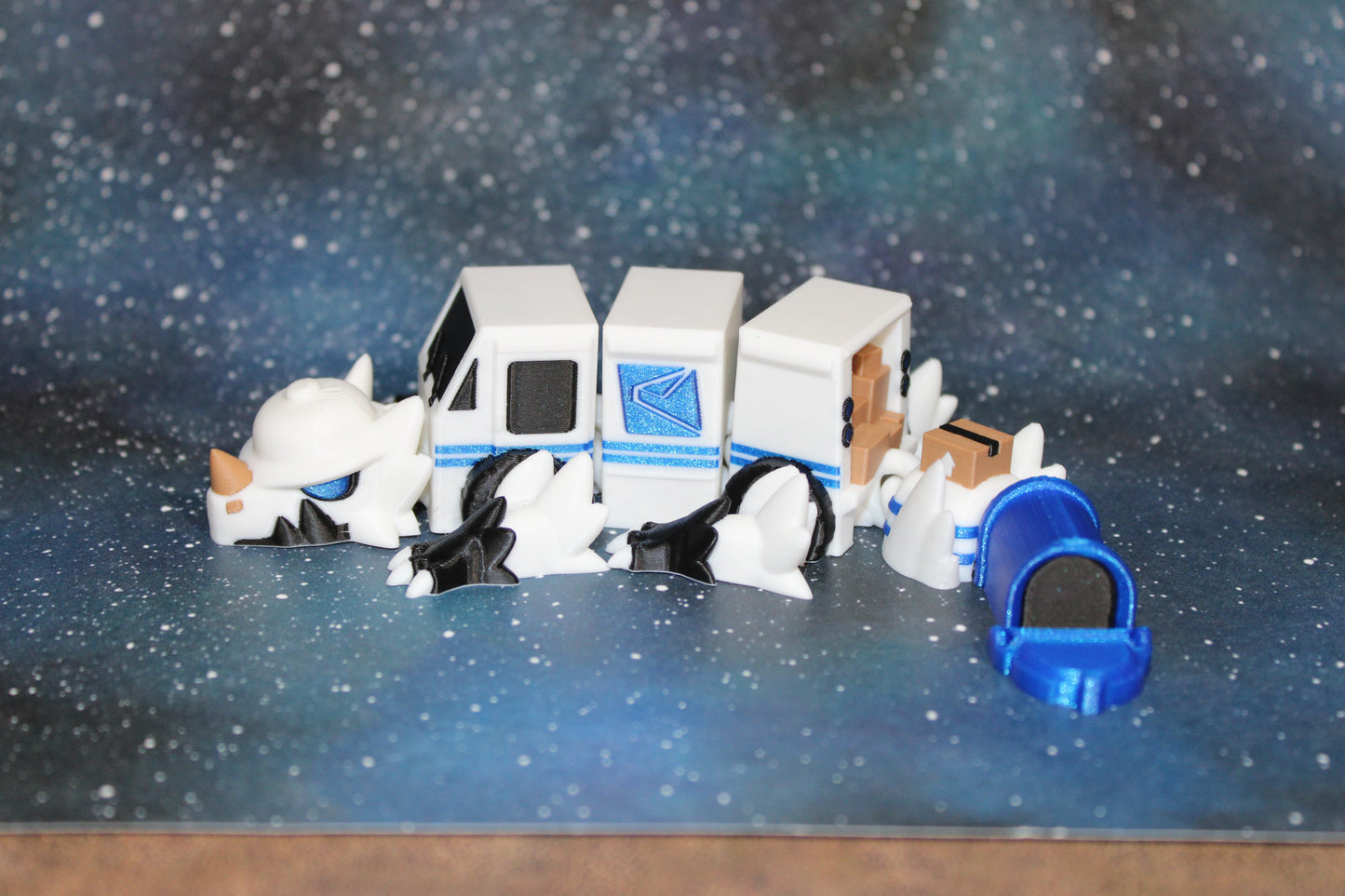 Mail Truck Mini Dragon 3D Printed Articulated Figurine 7.5" Long
