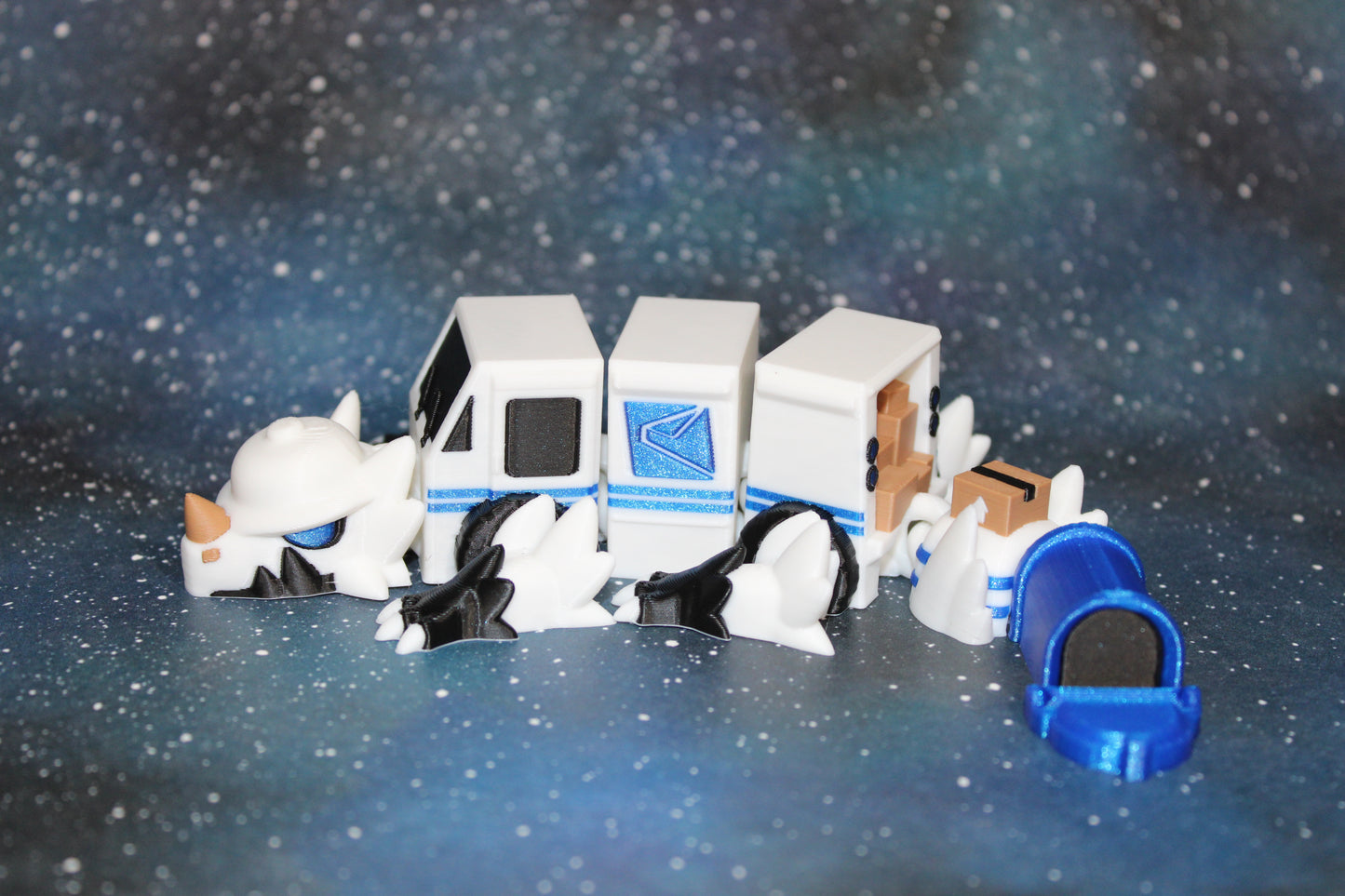 Mail Truck Mini Dragon 3D Printed Articulated Figurine 7.5" Long