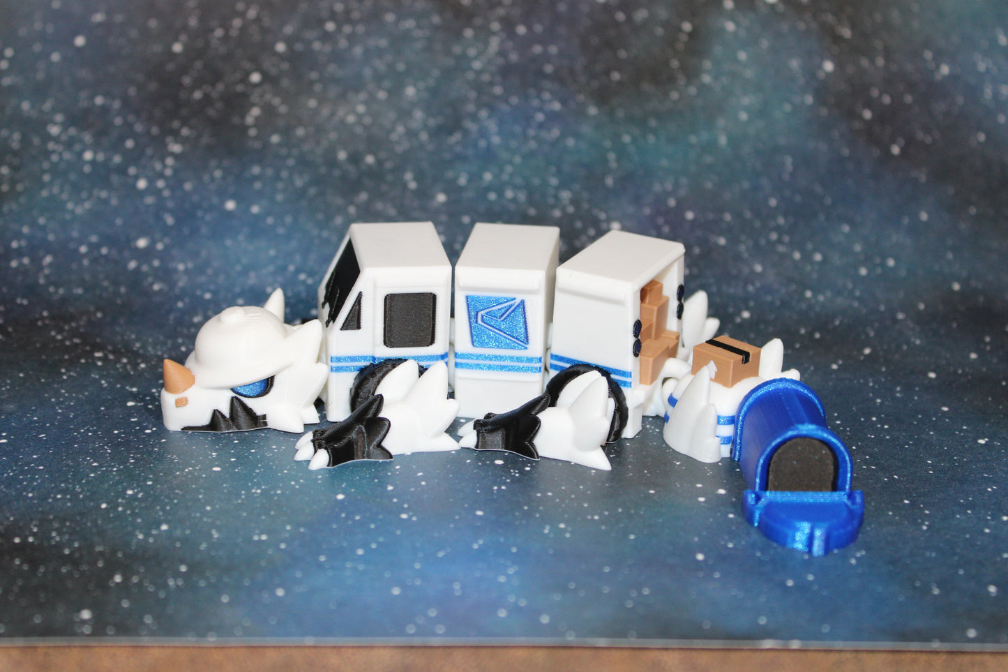Mail Truck Mini Dragon 3D Printed Articulated Figurine 7.5" Long