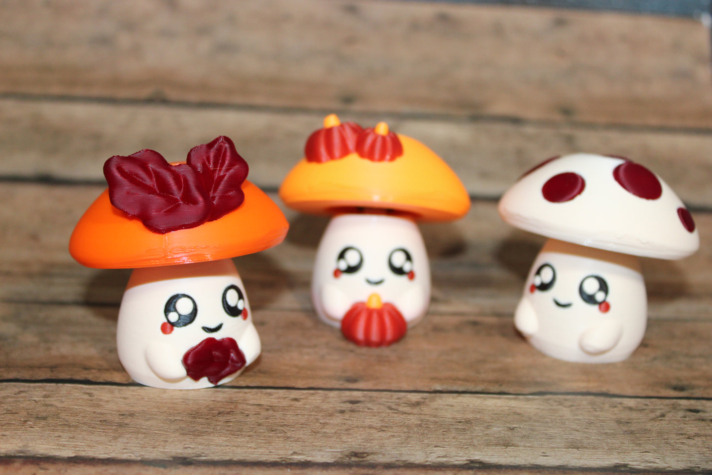 Fall Friends: 3D-Printed Fidget Toy - Includes Three Mushroom Companions