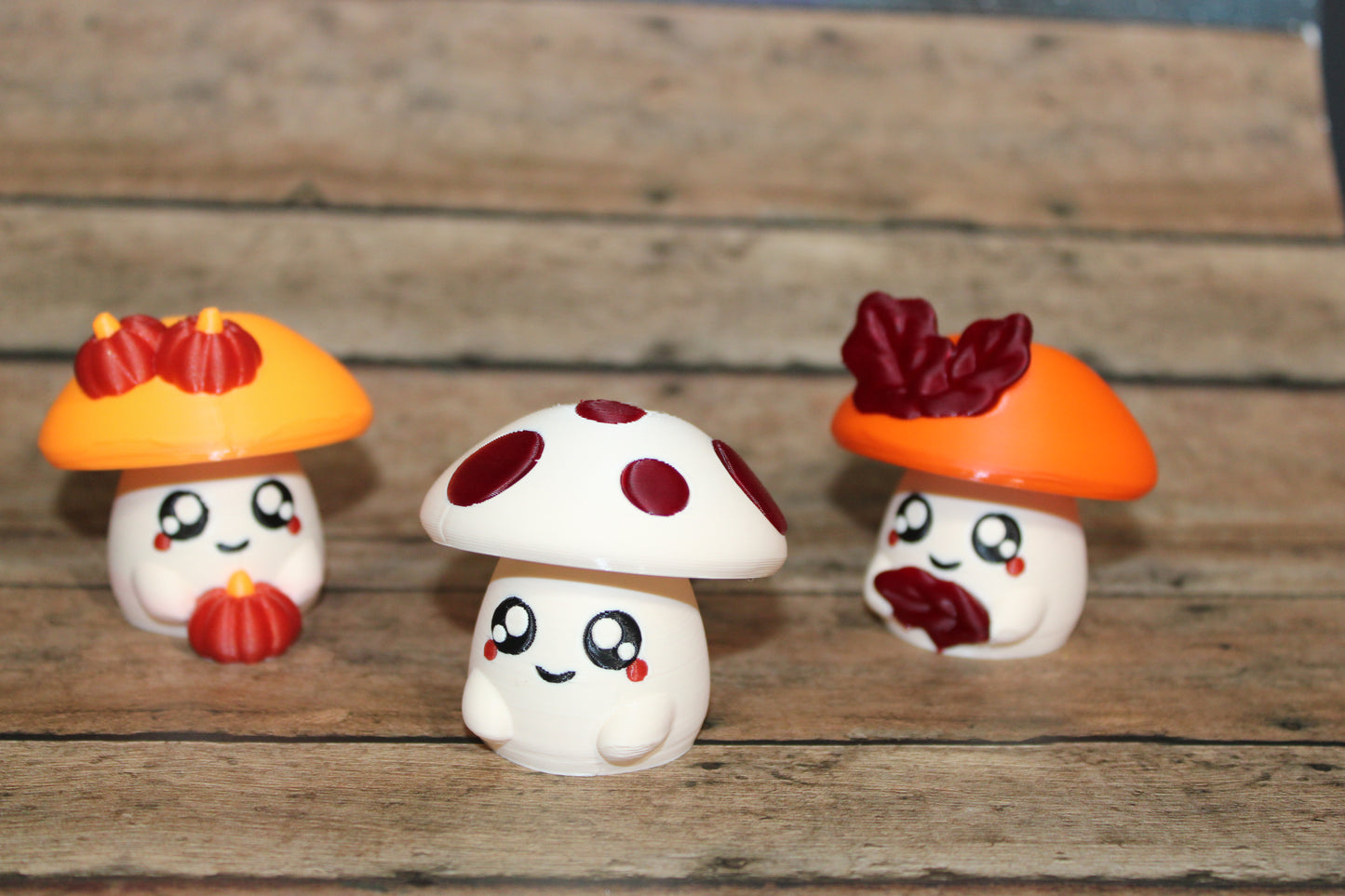 Fall Friends: 3D-Printed Fidget Toy - Includes Three Mushroom Companions