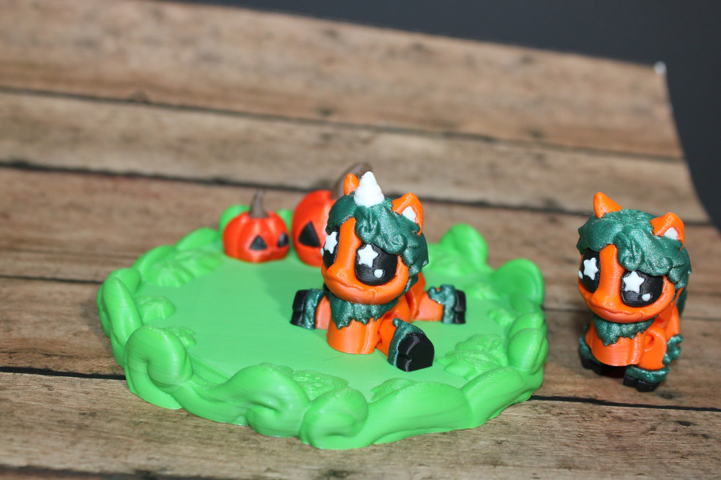 3D Printed Pumpkin Unicorn and Pony with Pumpkin Patch