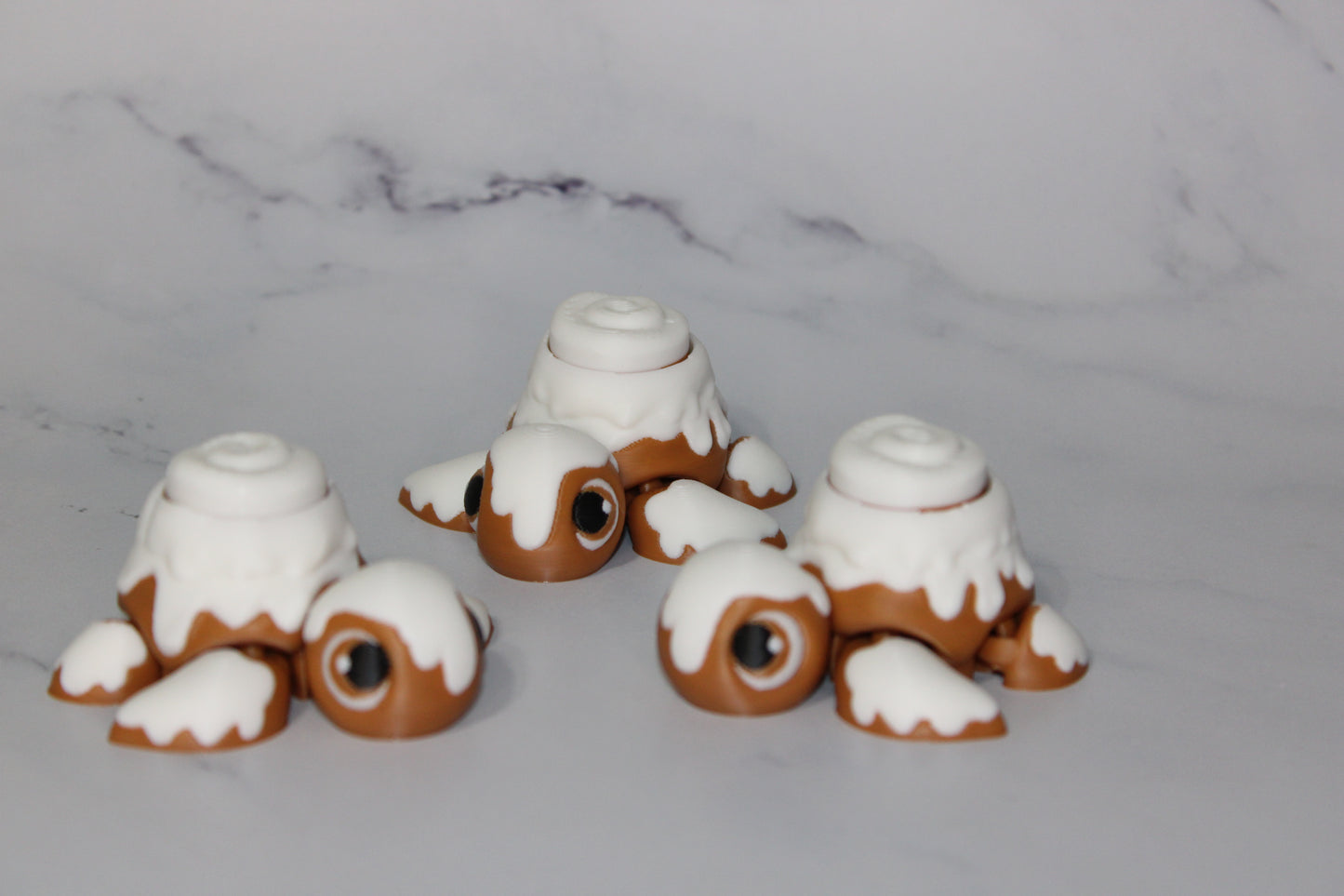 Cinnamon Bun Clicker Turtle Articulated 3d Printed Figurine