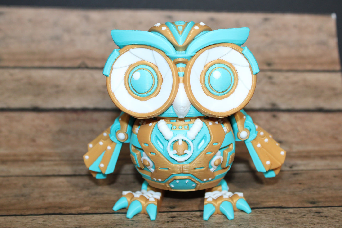 3D Printed Cyber Owl Figurine: Articulated Flexi Toy-4.5" tall