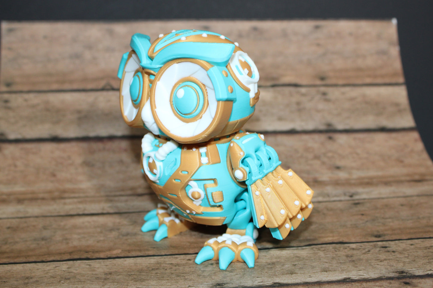 3D Printed Cyber Owl Figurine: Articulated Flexi Toy-4.5" tall