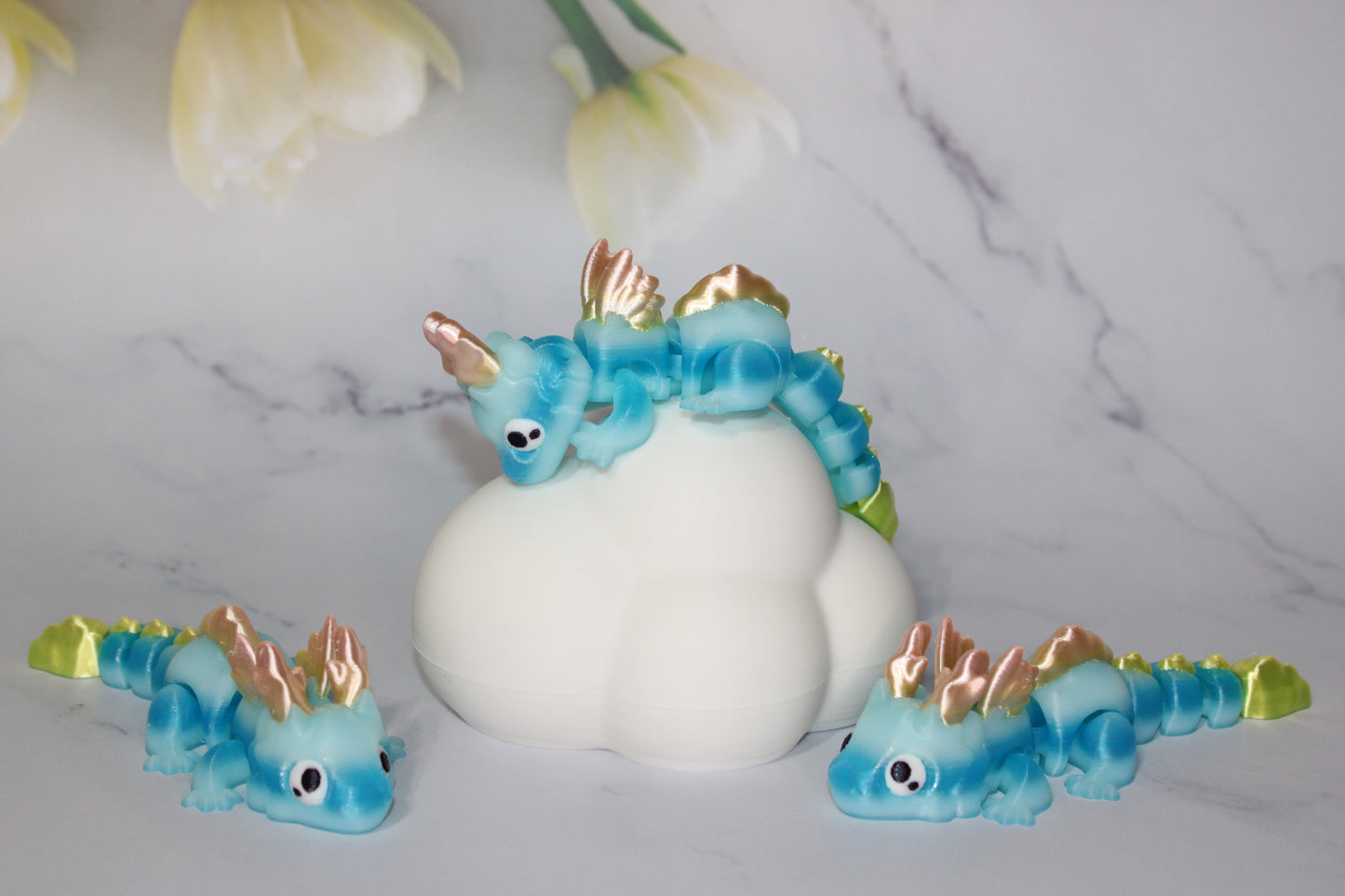 Cloud Baby Dragon Articulated 3d Printed Figurine