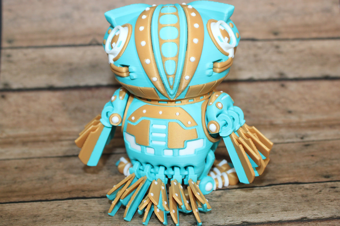 3D Printed Cyber Owl Figurine: Articulated Flexi Toy-4.5" tall