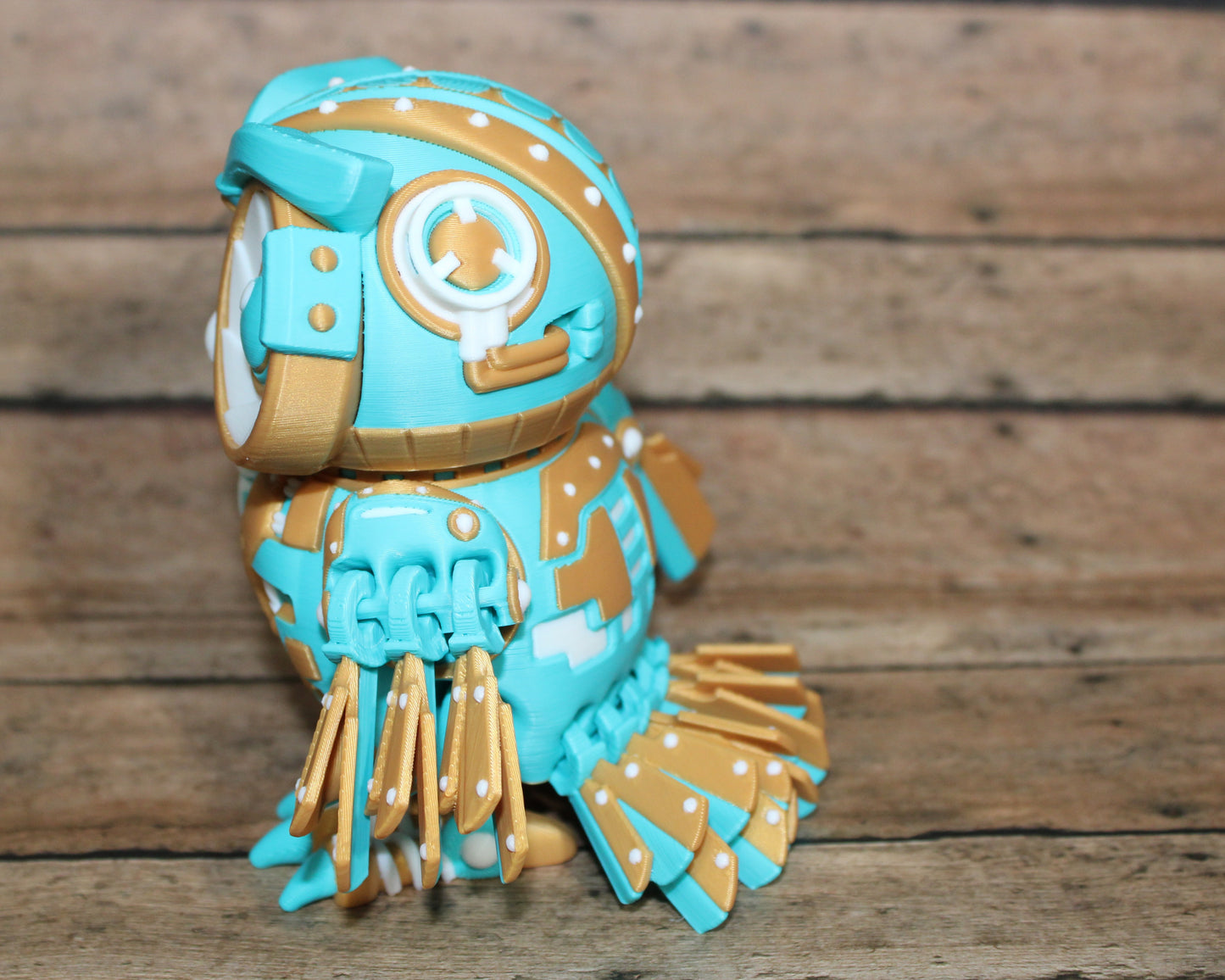 3D Printed Cyber Owl Figurine: Articulated Flexi Toy-4.5" tall
