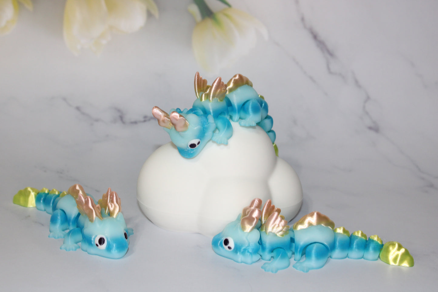 Cloud Baby Dragon Articulated 3d Printed Figurine