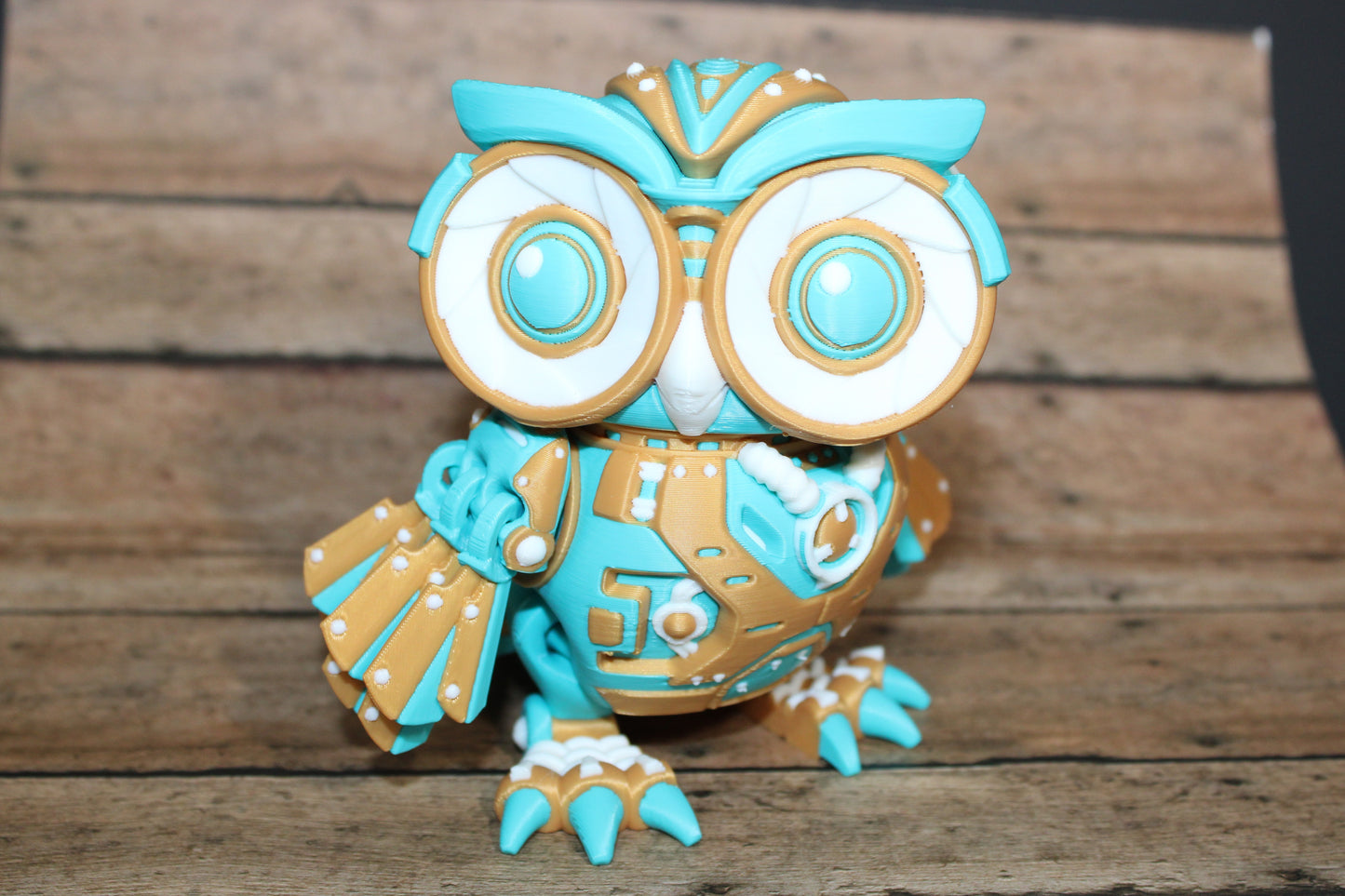 3D Printed Cyber Owl Figurine: Articulated Flexi Toy-4.5" tall
