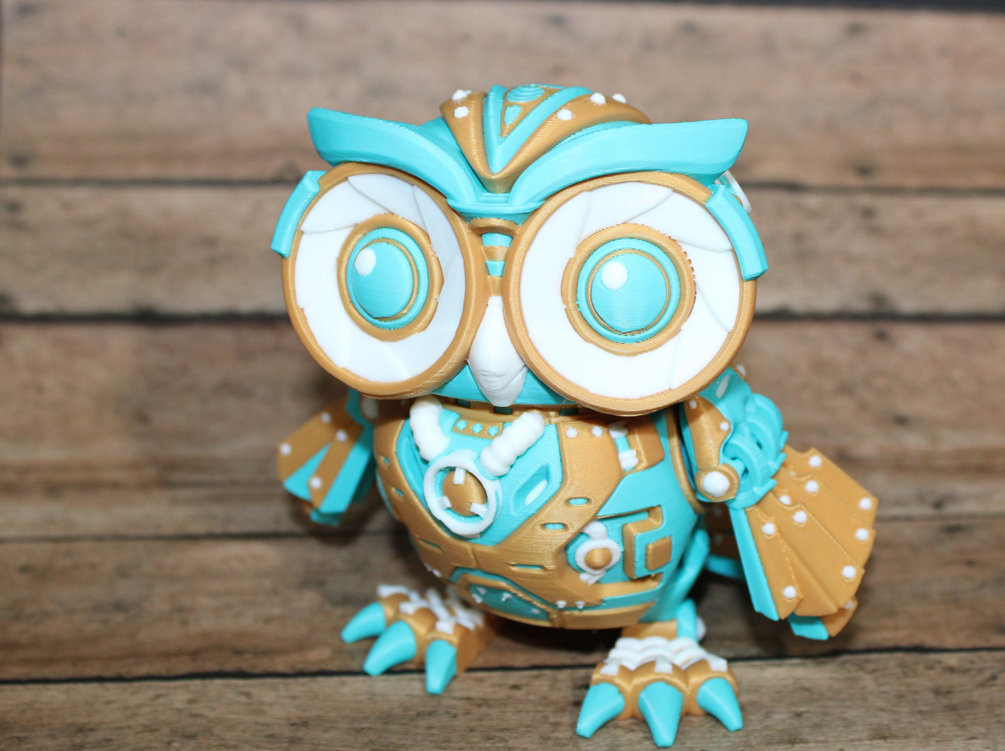 3D Printed Cyber Owl Figurine: Articulated Flexi Toy-4.5" tall
