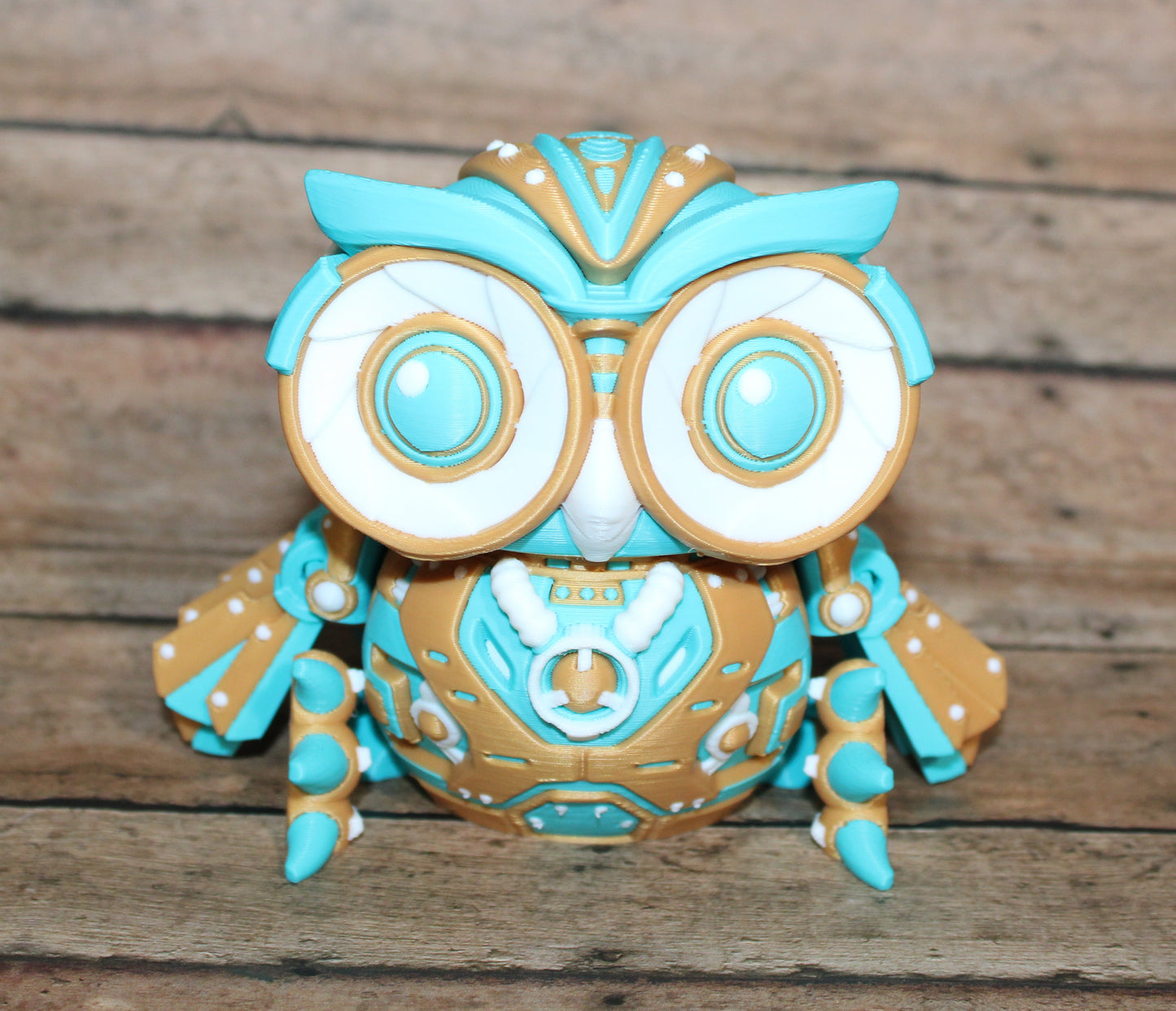 3D Printed Cyber Owl Figurine: Articulated Flexi Toy-4.5" tall