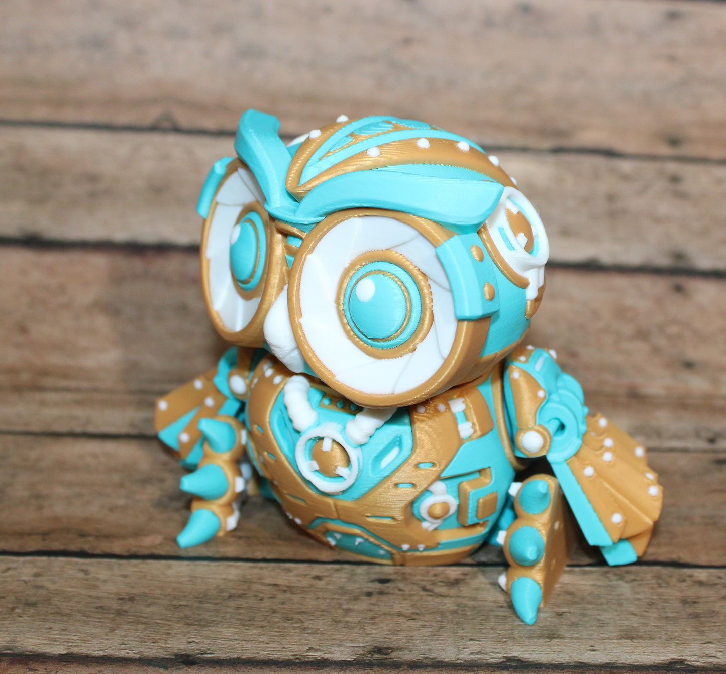 3D Printed Cyber Owl Figurine: Articulated Flexi Toy-4.5" tall