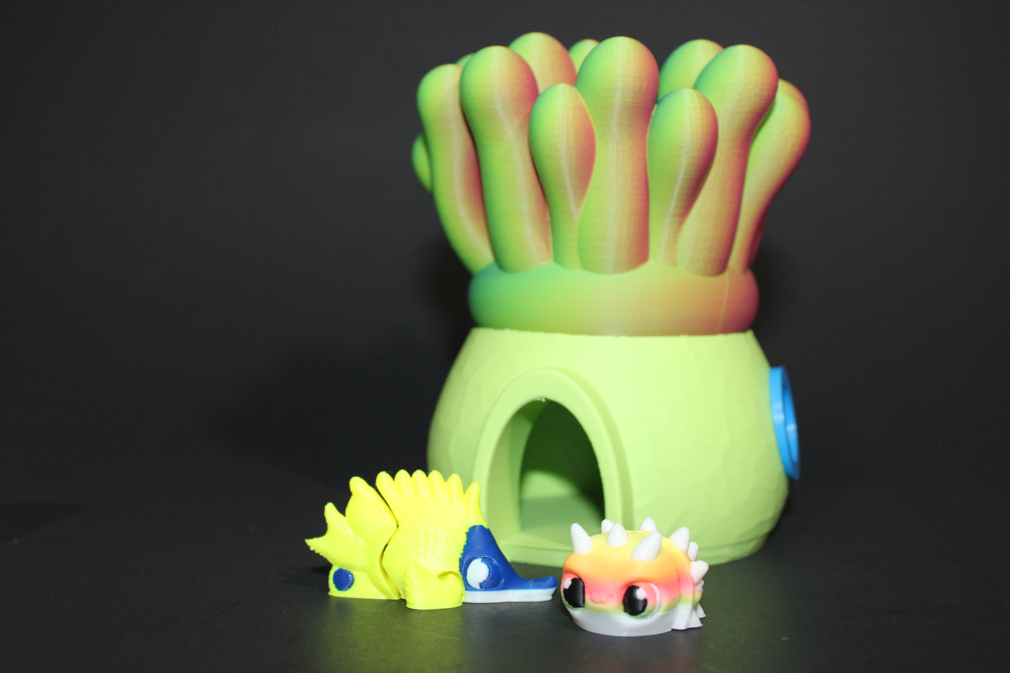 Sea Anemone House with Fish Articulated Flexi Fidget Full Color 3D Printed Toy