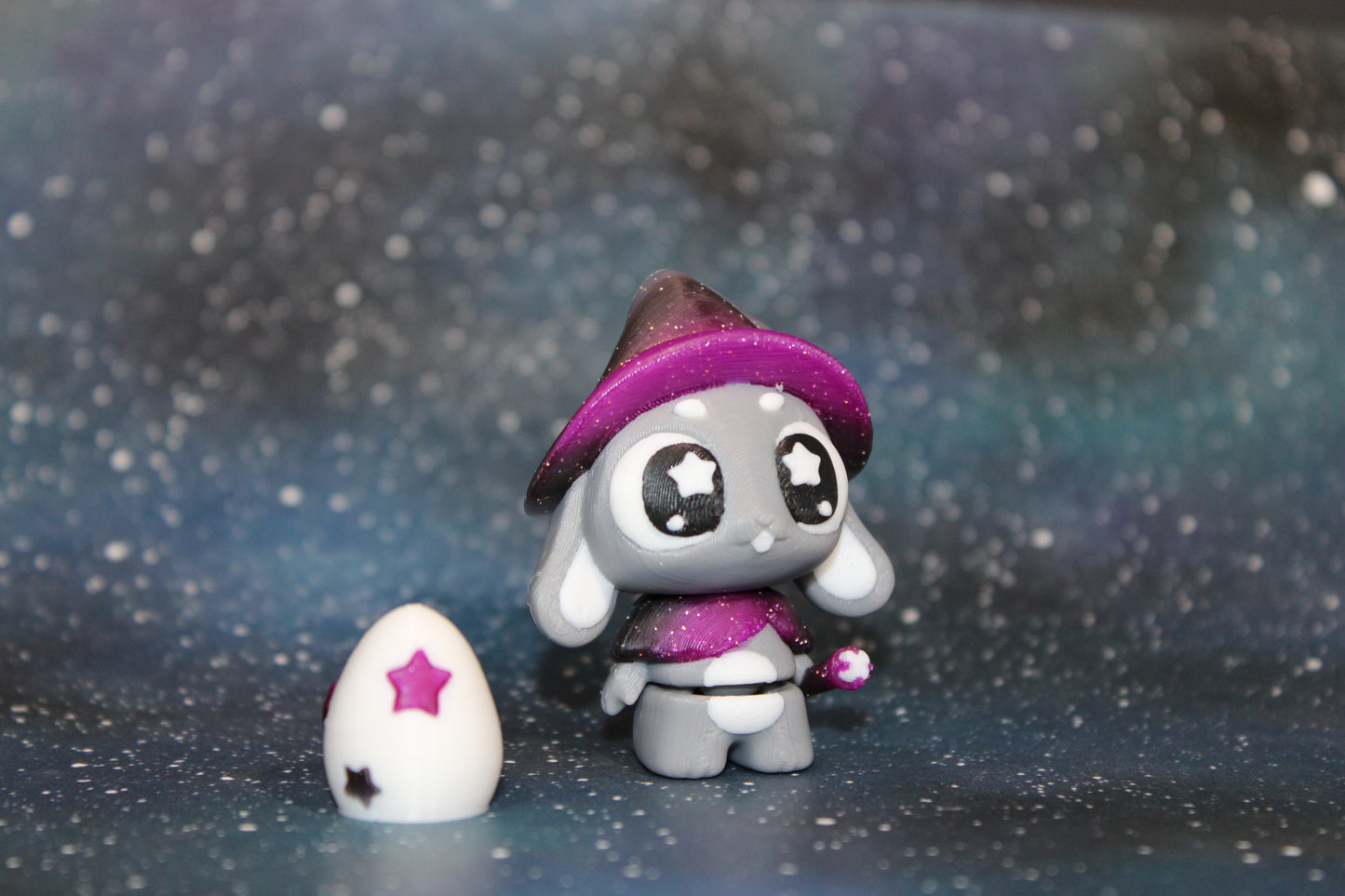 3D Printed Flexi Magician Bunny with Hat or Wizard Bunny 2.5" tall