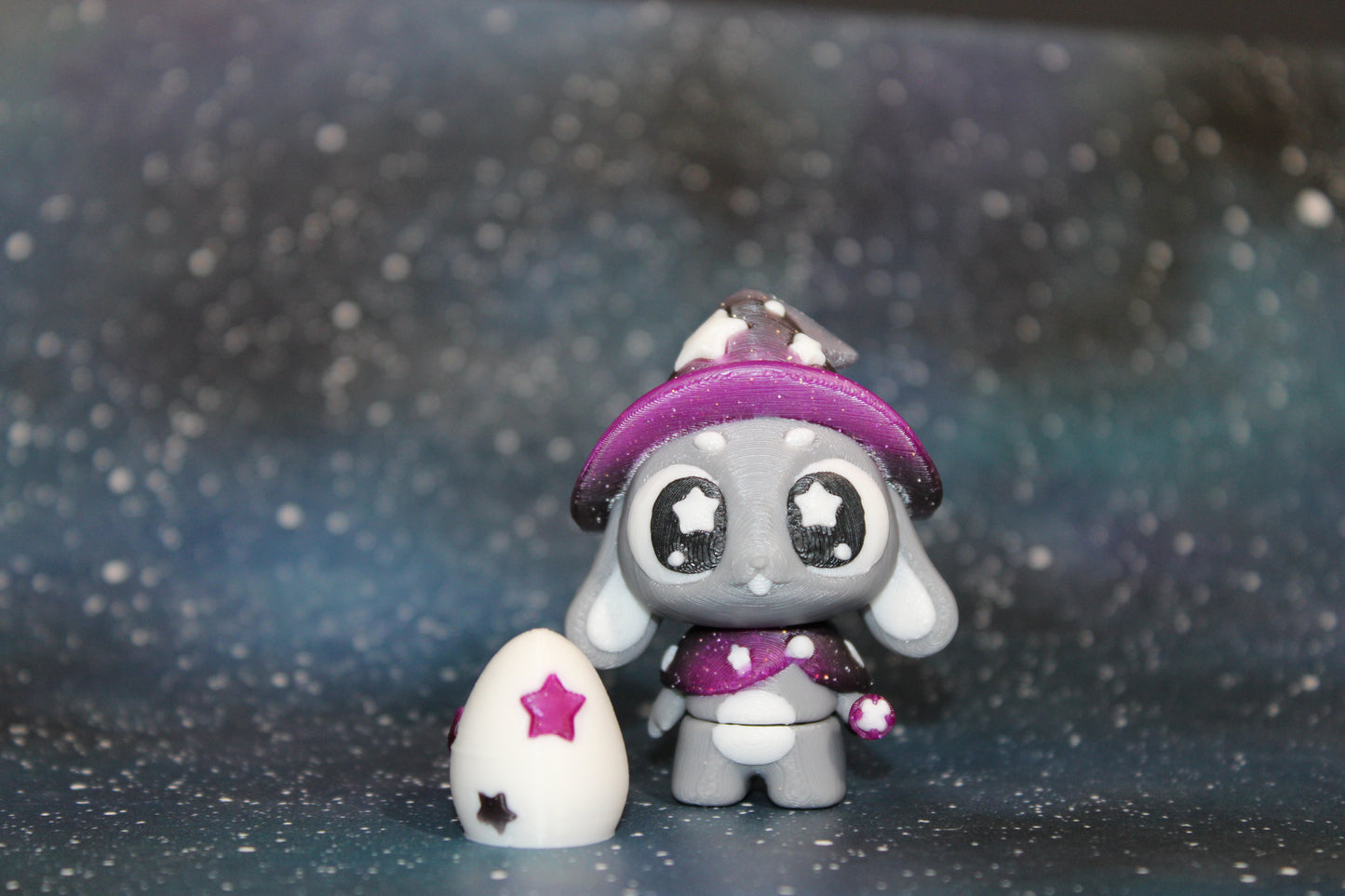 3D Printed Flexi Magician Bunny with Hat or Wizard Bunny 2.5" tall