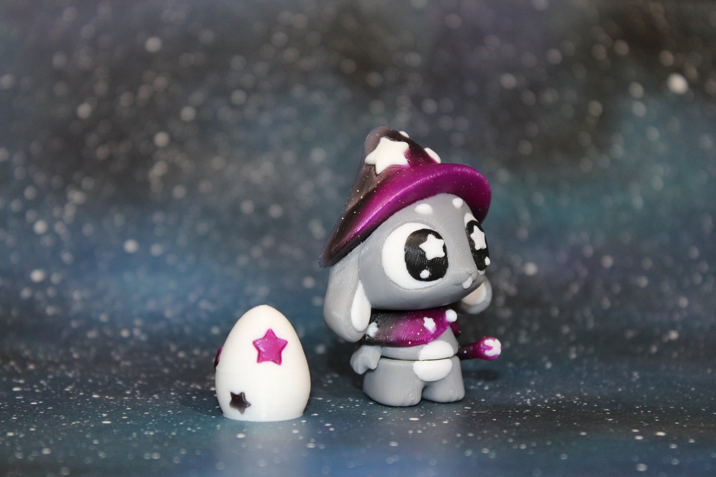 3D Printed Flexi Magician Bunny with Hat or Wizard Bunny 2.5" tall