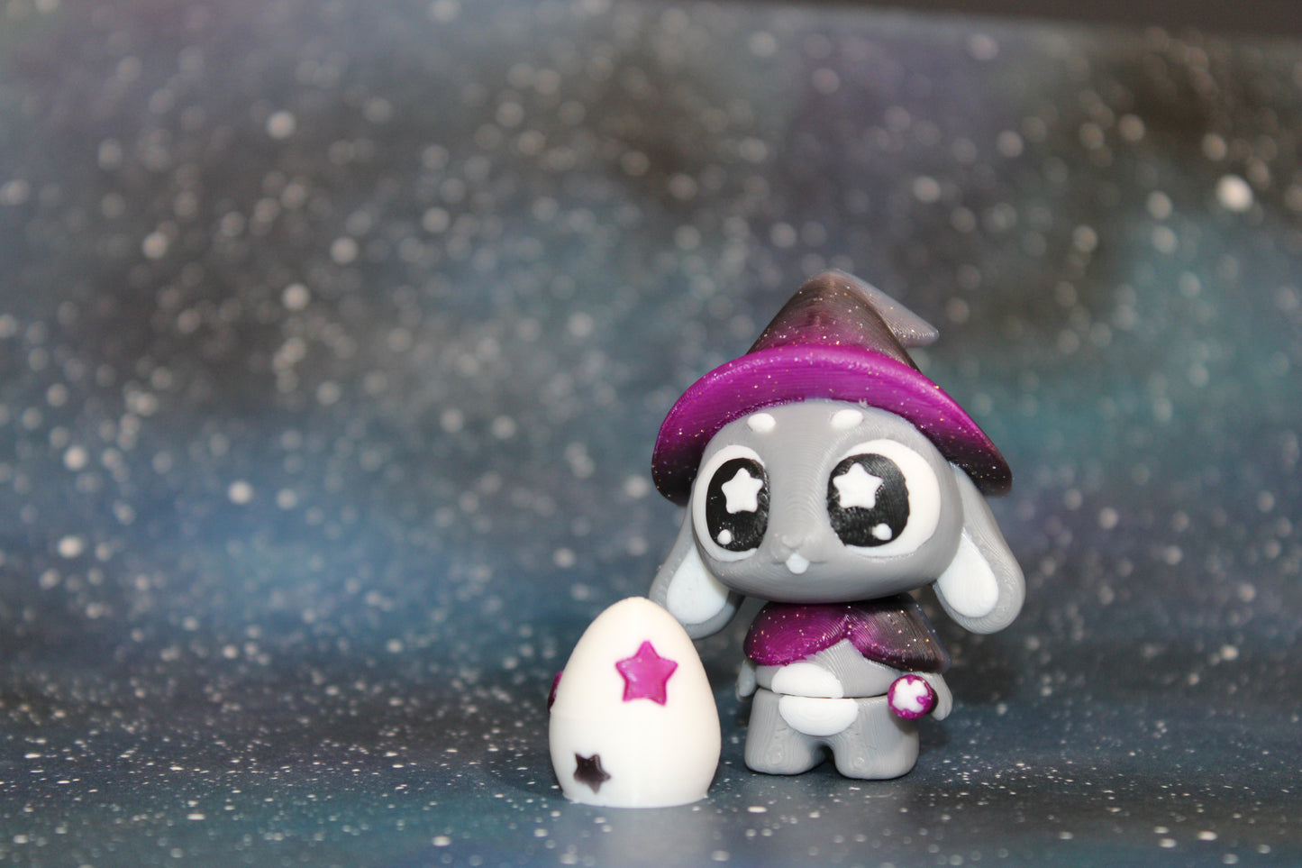 3D Printed Flexi Magician Bunny with Hat or Wizard Bunny 2.5" tall