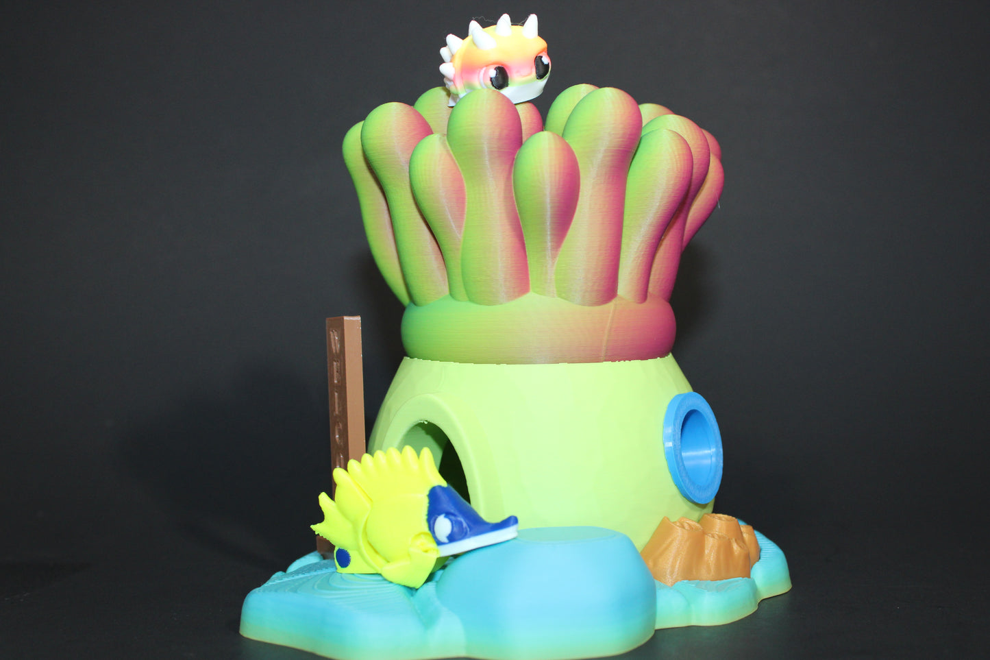 Sea Anemone House with Fish Articulated Flexi Fidget Full Color 3D Printed Toy