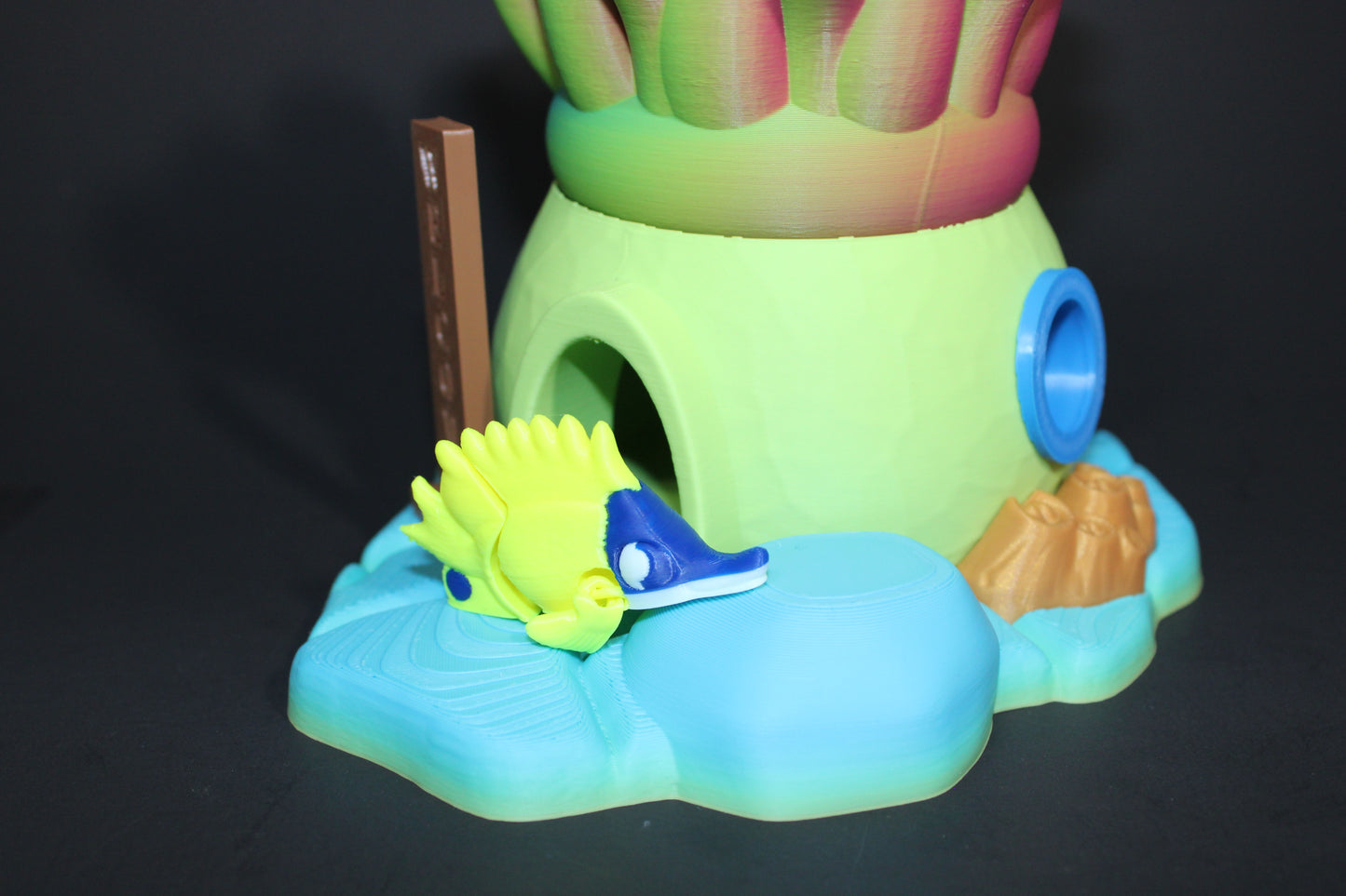 Sea Anemone House with Fish Articulated Flexi Fidget Full Color 3D Printed Toy