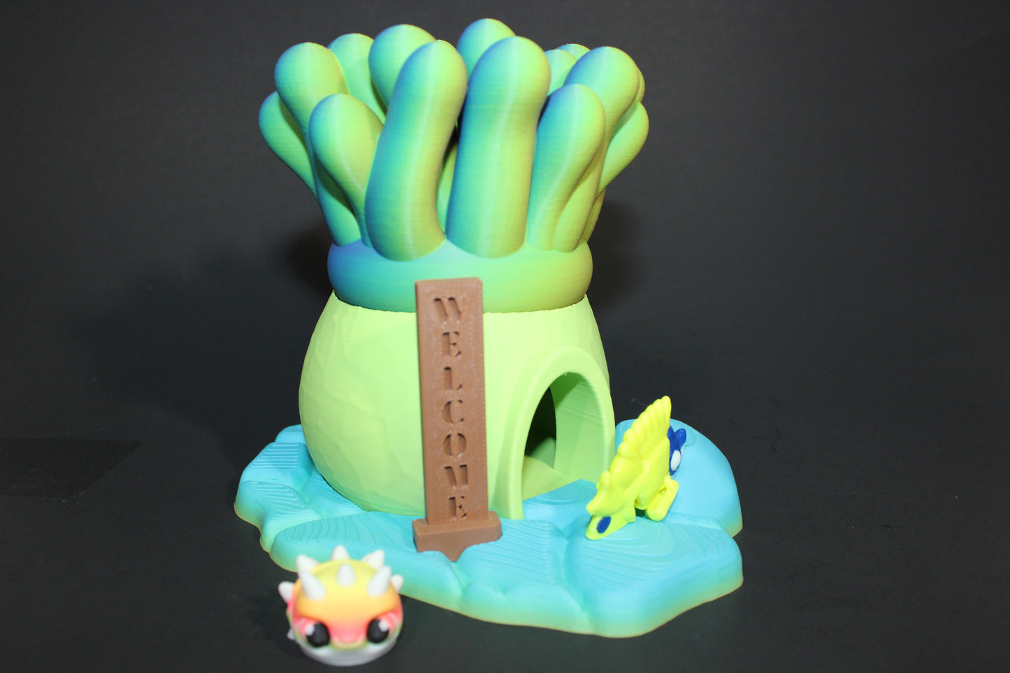 Sea Anemone House with Fish Articulated Flexi Fidget Full Color 3D Printed Toy