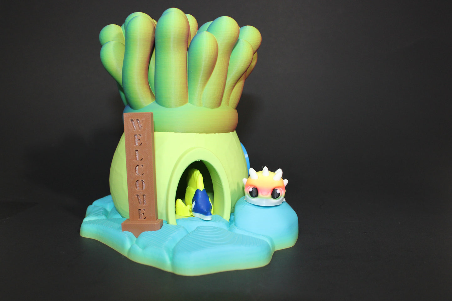 Sea Anemone House with Fish Articulated Flexi Fidget Full Color 3D Printed Toy