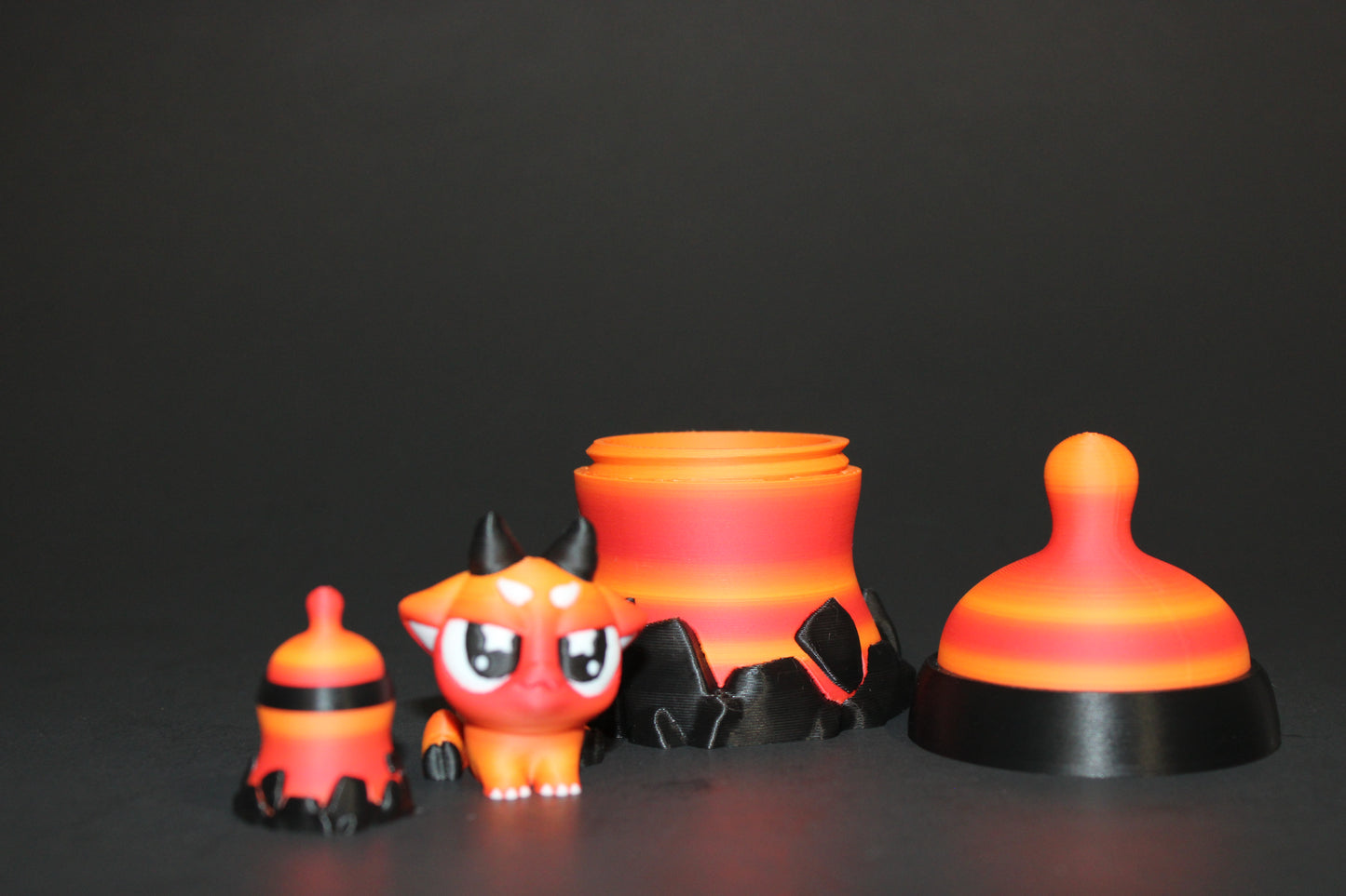 3D Printed Flexi Devil Baby with Mini-Bottle and Bottle Container