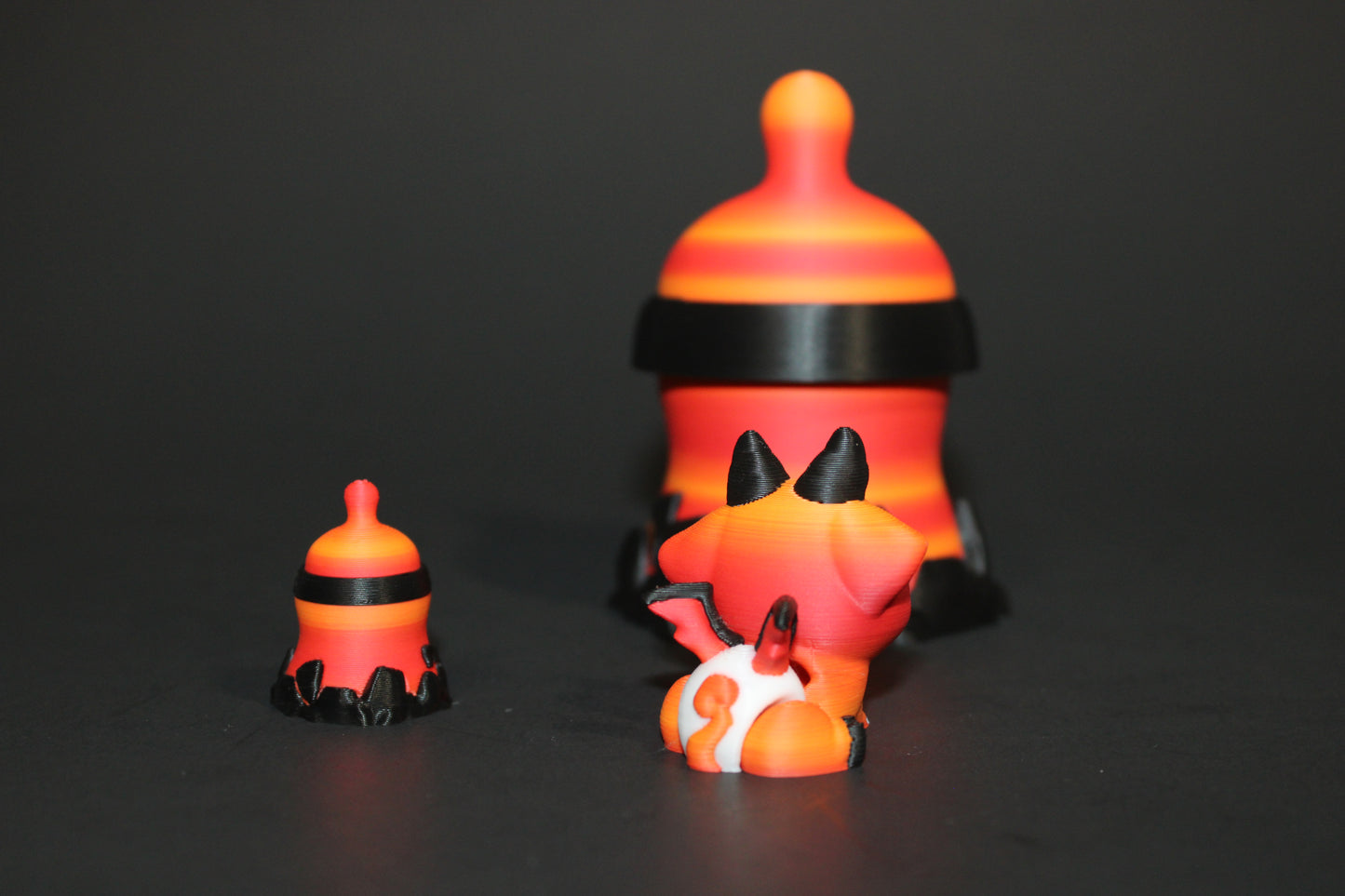 3D Printed Flexi Devil Baby with Mini-Bottle and Bottle Container