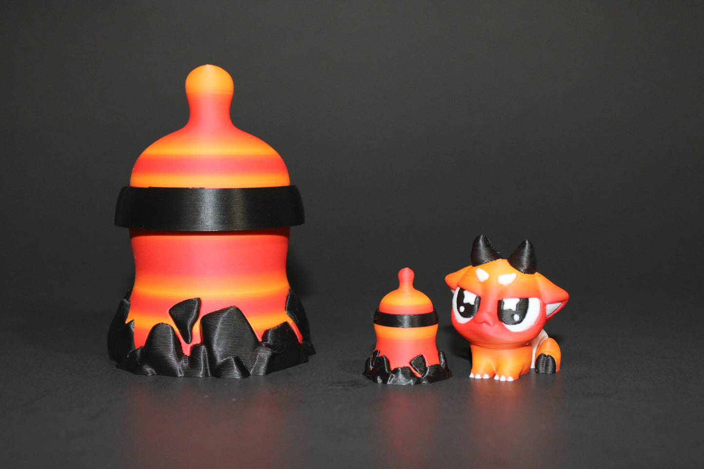 3D Printed Flexi Devil Baby with Mini-Bottle and Bottle Container