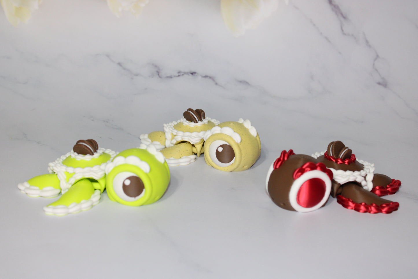 Dessert Turtles Articulated 3d Printed Figurine - Wonderland 3D Printing