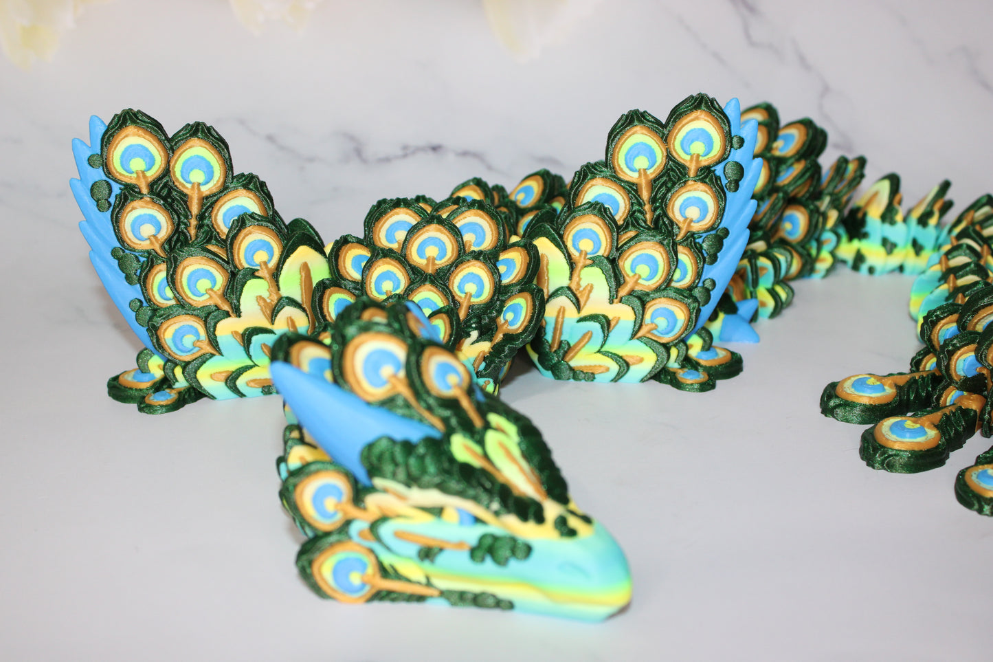 Fancy Peacock Dragon 3D Printed Articulated Figurine