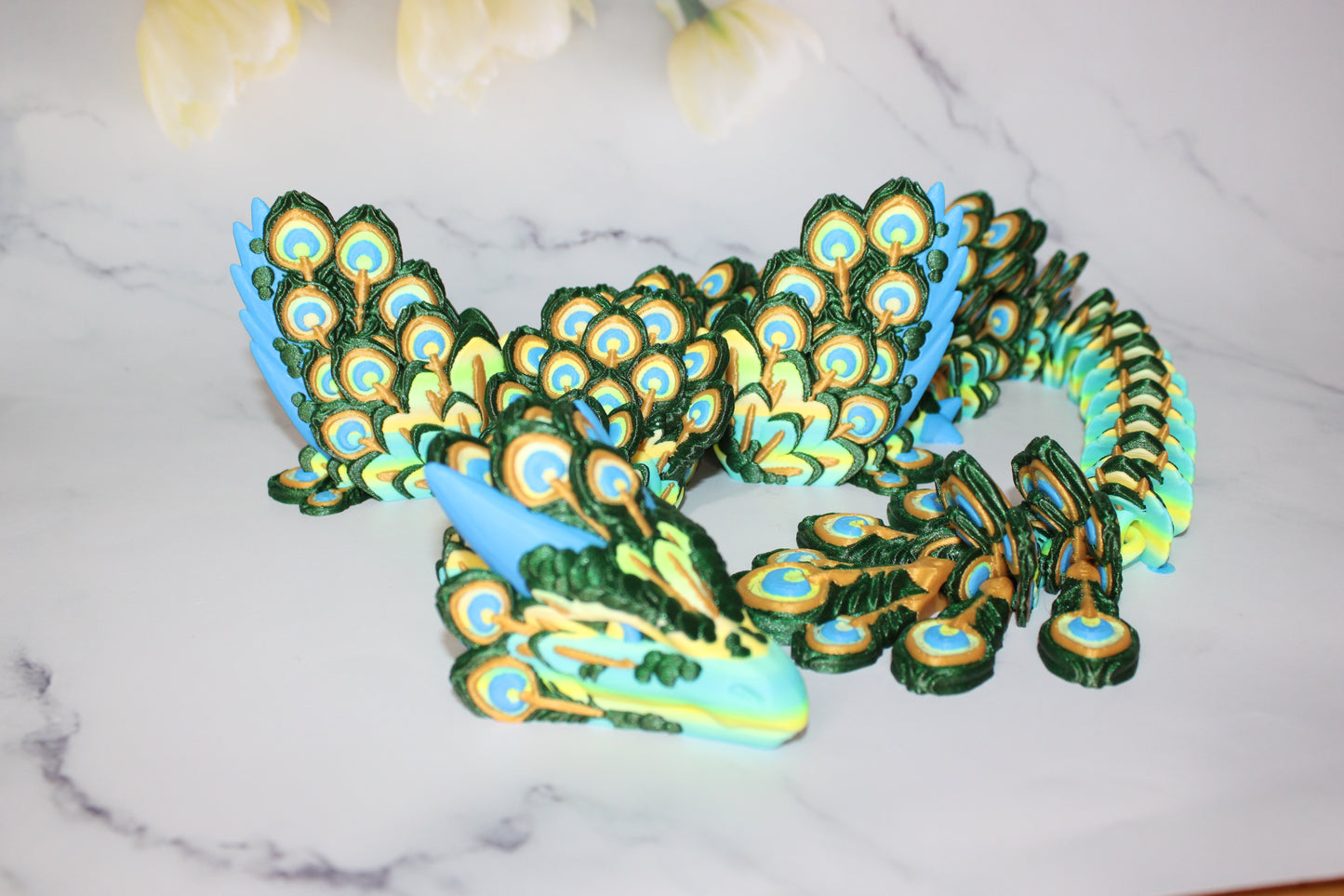 Fancy Peacock Dragon 3D Printed Articulated Figurine
