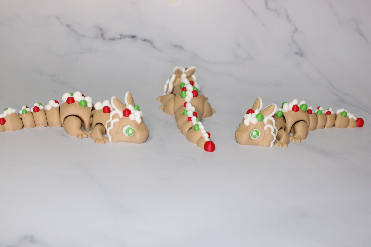 Gingerbread Dragon5.5 inches long With Gingerbread House Options-Articulated 3d Printed Figurine