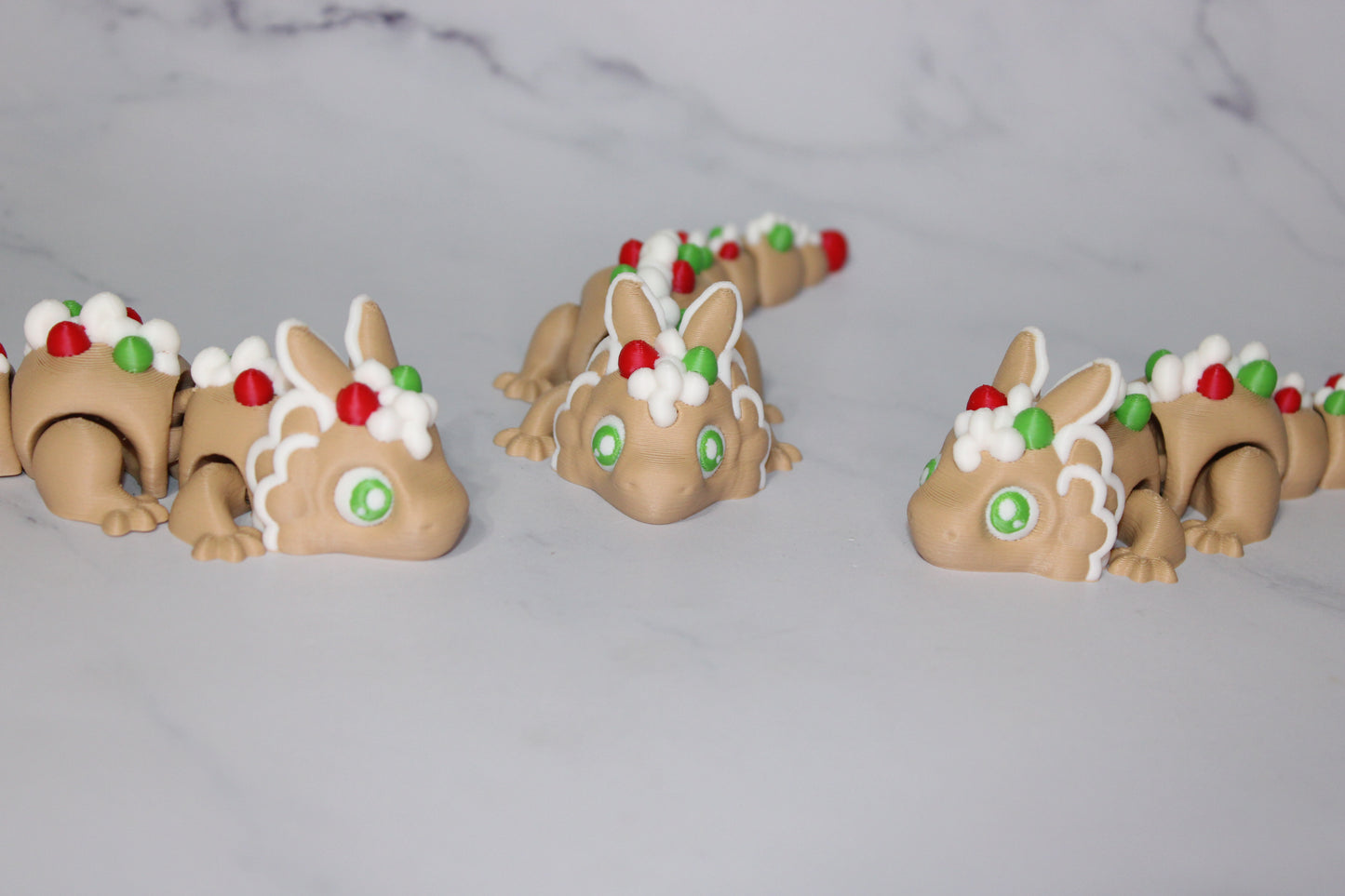 Gingerbread Dragon5.5 inches long With Gingerbread House Options-Articulated 3d Printed Figurine