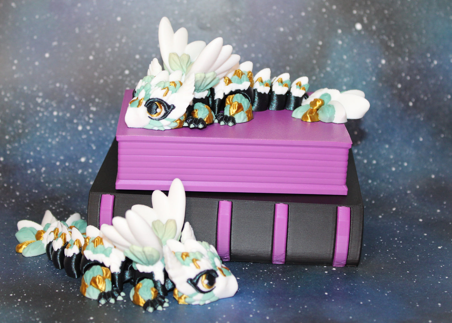 Owl Dragon5.5 inches long With Book Container Options-Articulated 3d Printed Figurine